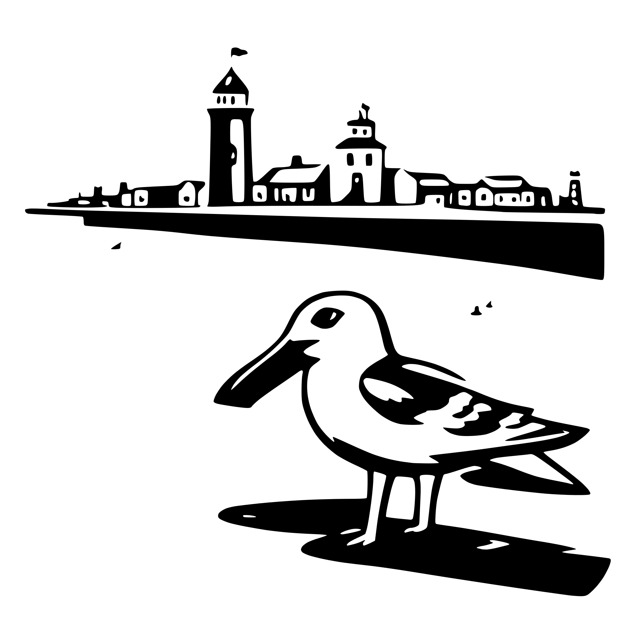 AI-generated SVG of 'seaside town, seagulls'