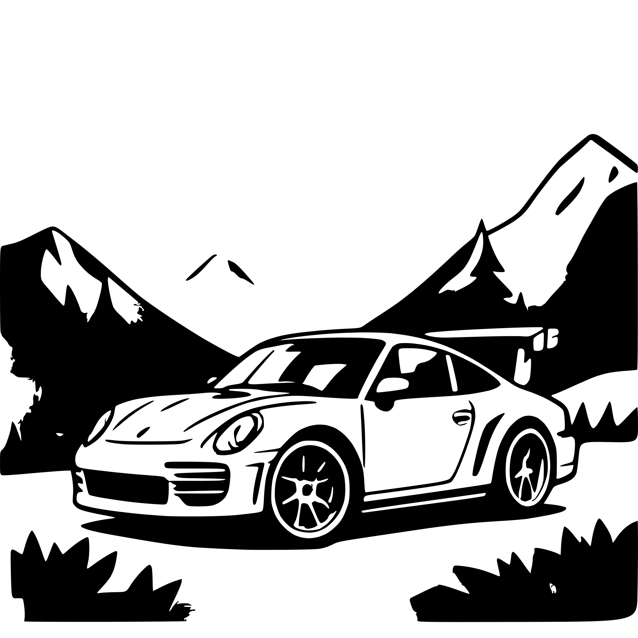 AI-generated SVG of a porsche 911 gt3 in moutains