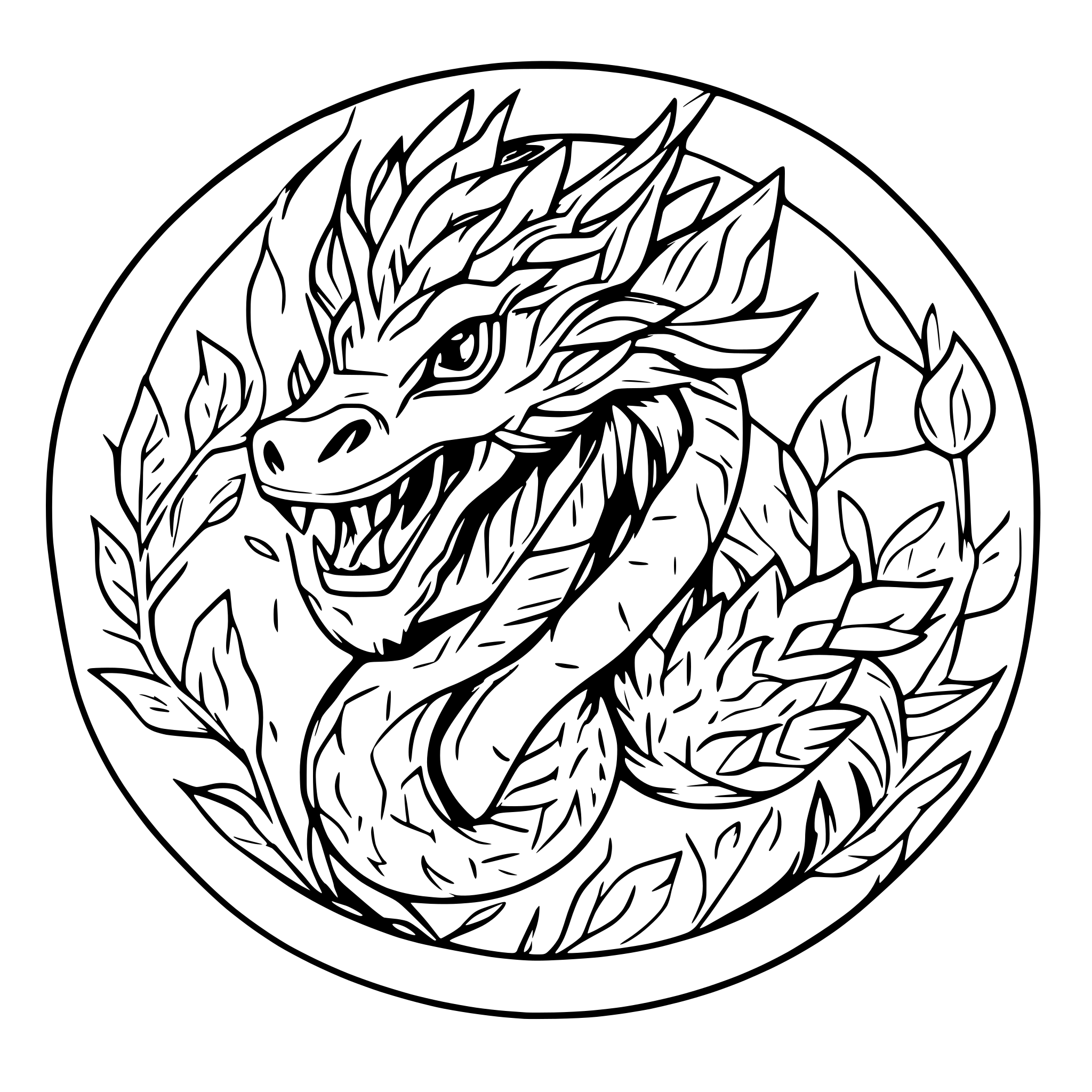 AI-generated SVG of 'Chinese dragon inside a circle'
