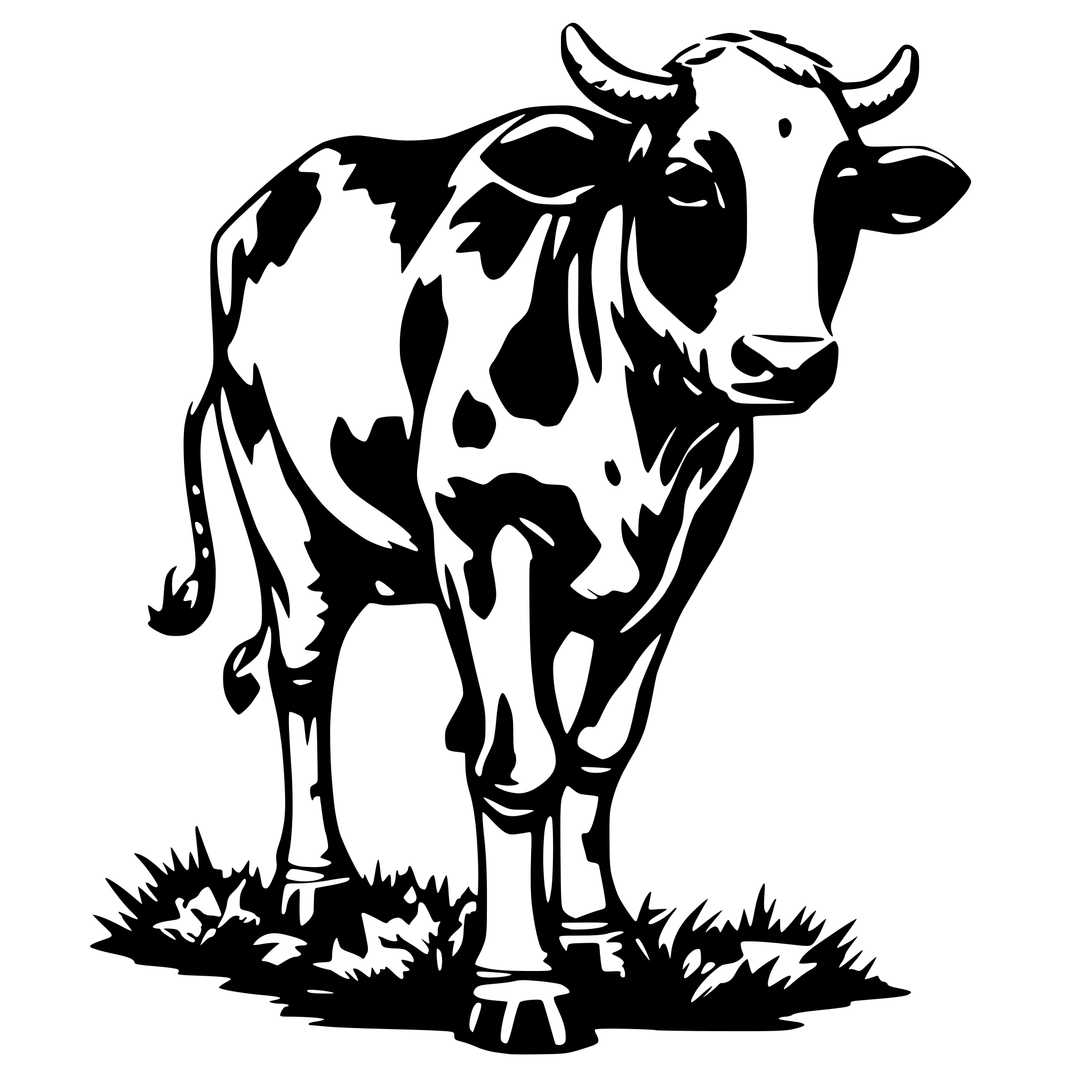AI-generated SVG of a Cow with the trishul mounted on it