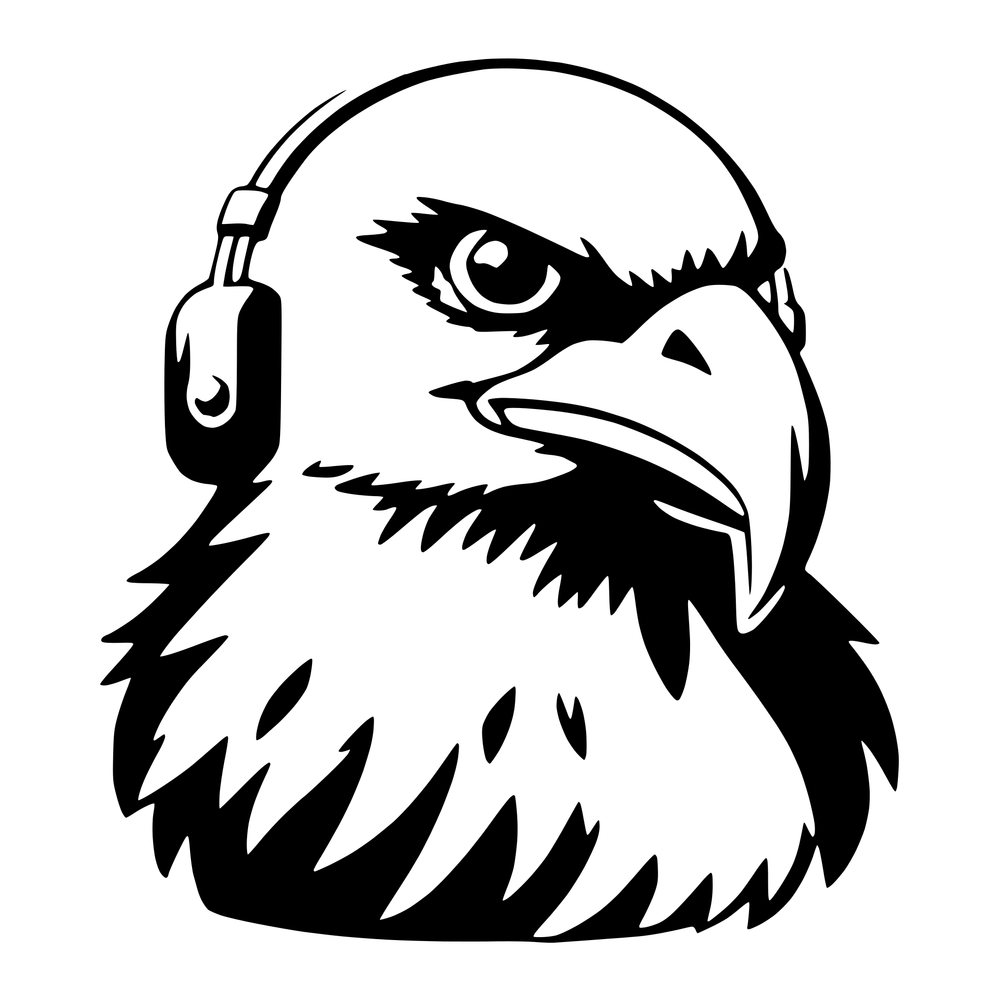 AI-generated SVG of 'eagle with earmuffs'