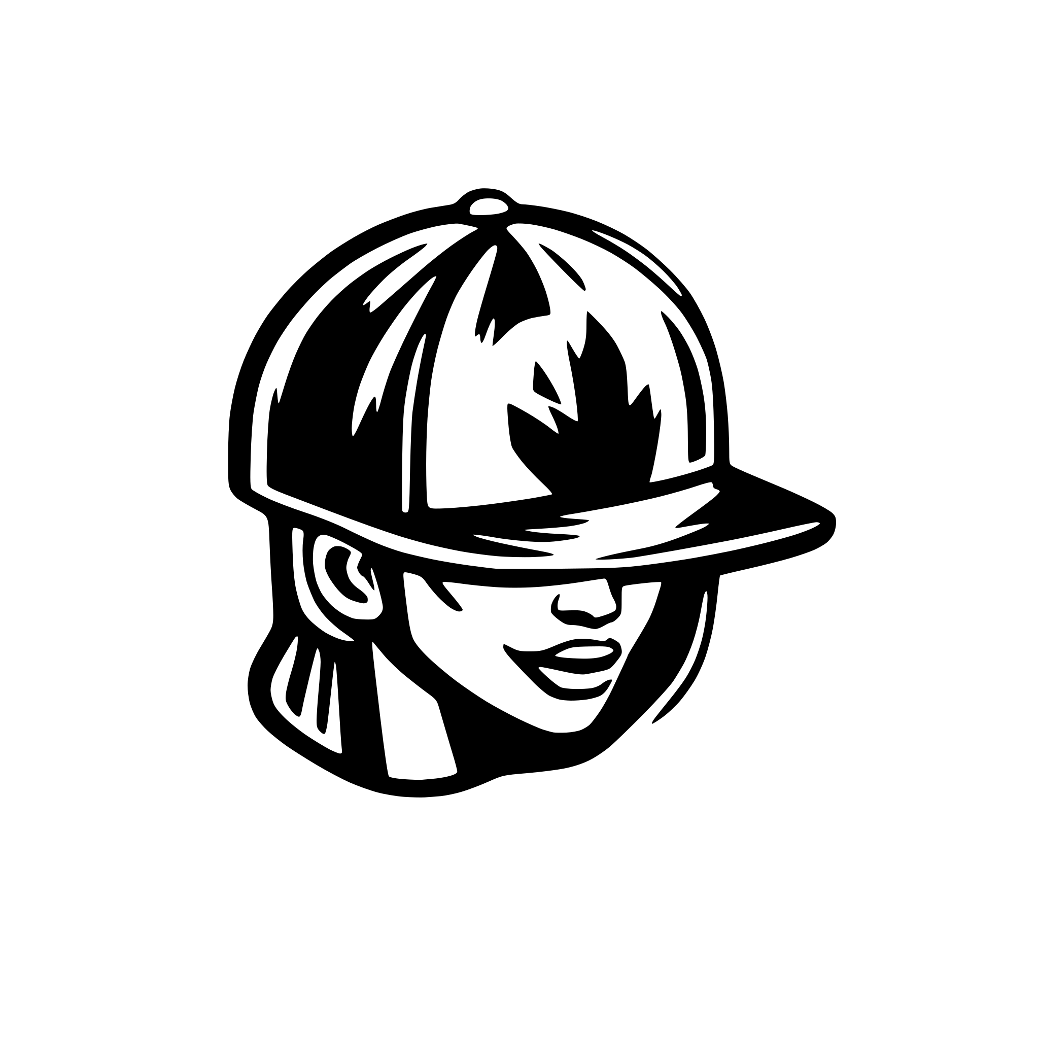 AI-generated SVG of a Hip hop crew hat logo black simplified