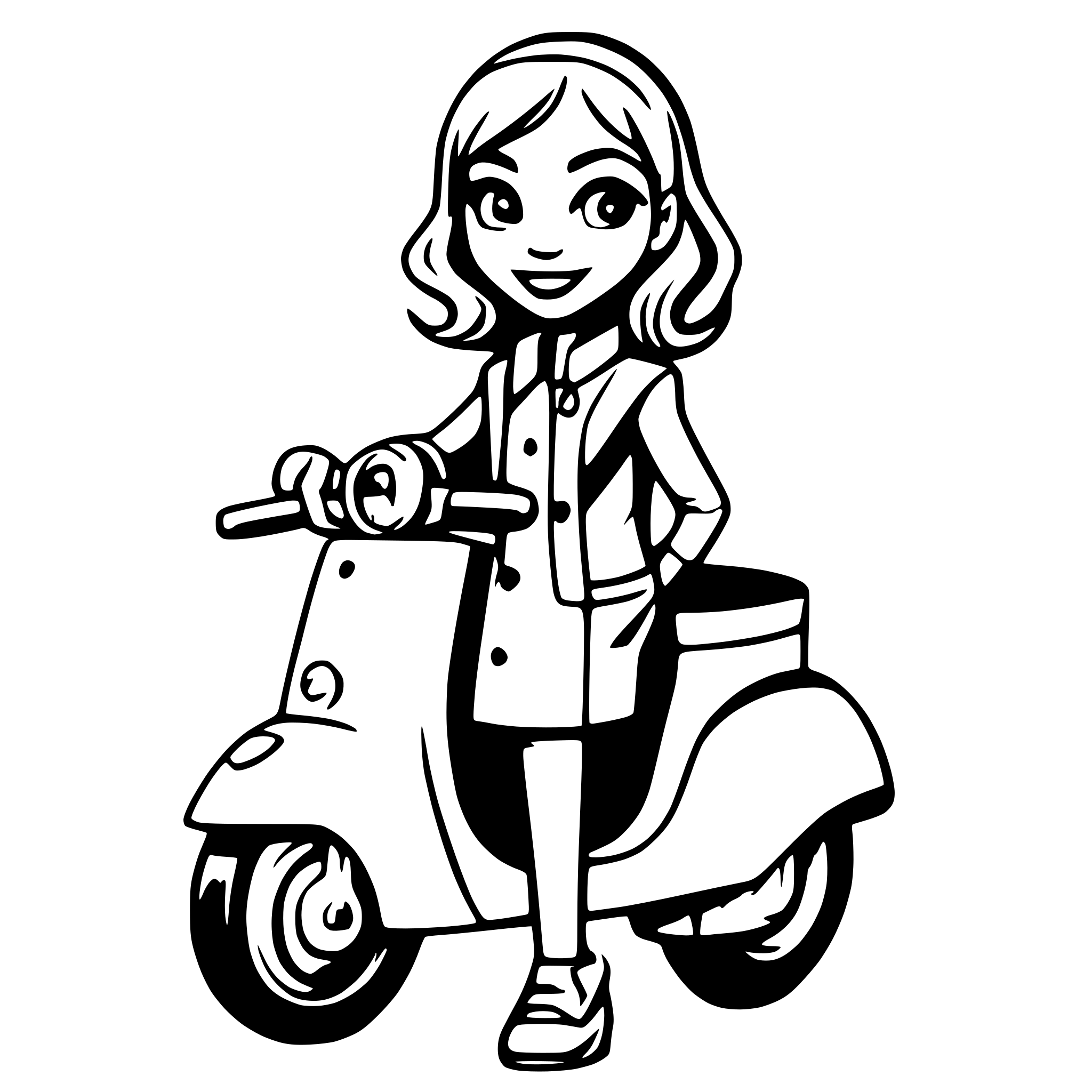 AI-generated SVG of a Woman on a vespa