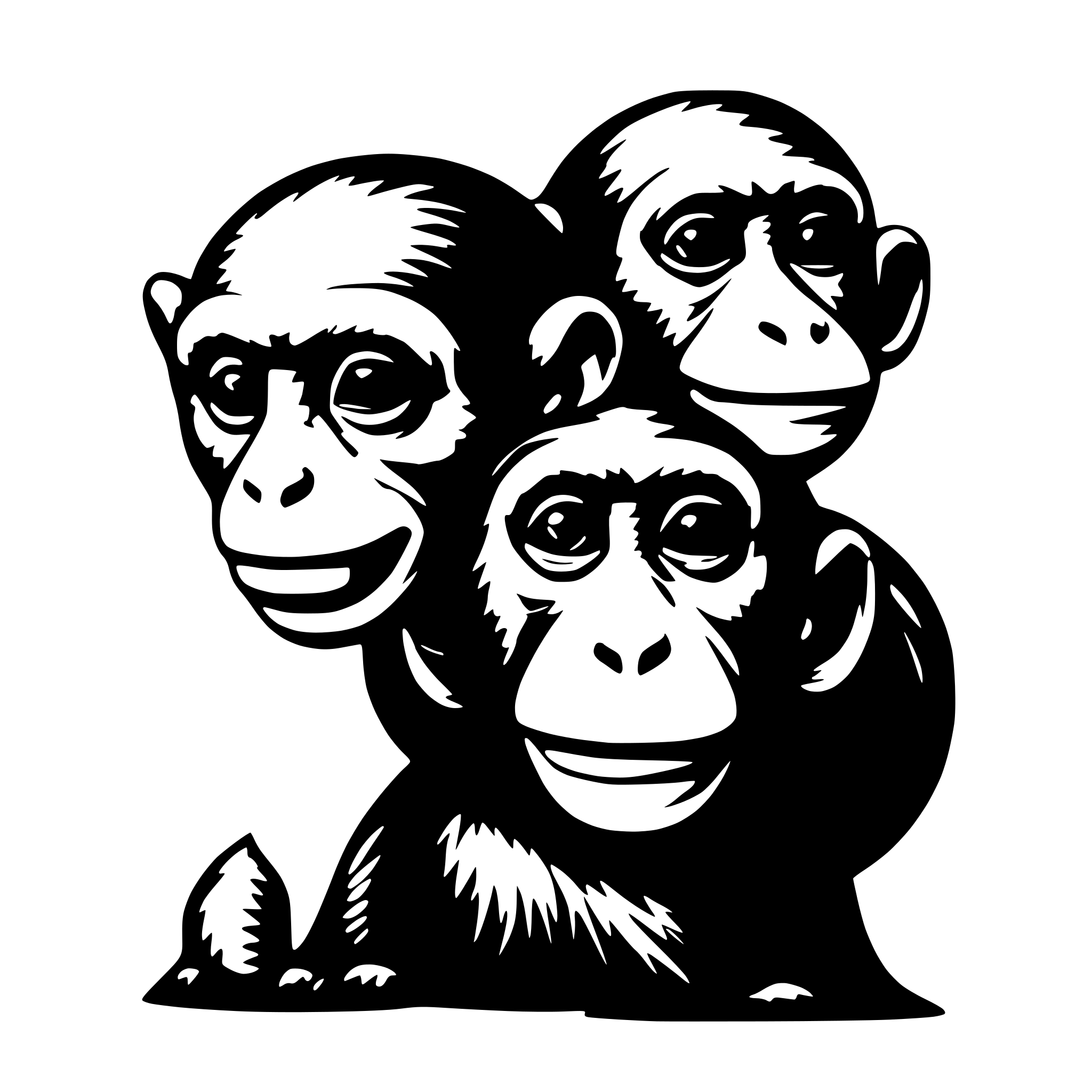 AI-generated SVG of a One monkey with three heads