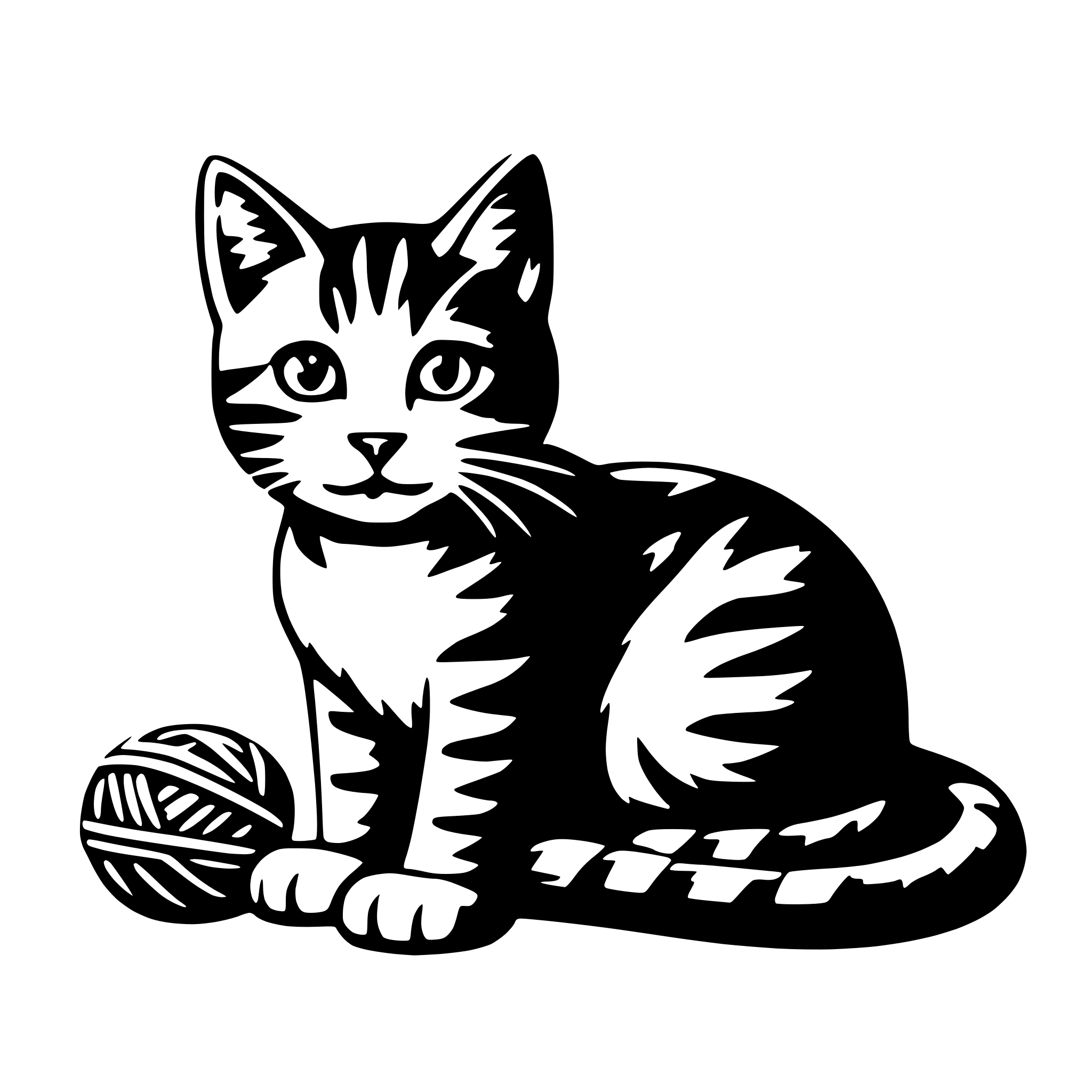 AI-generated SVG of a cat and yarn ball