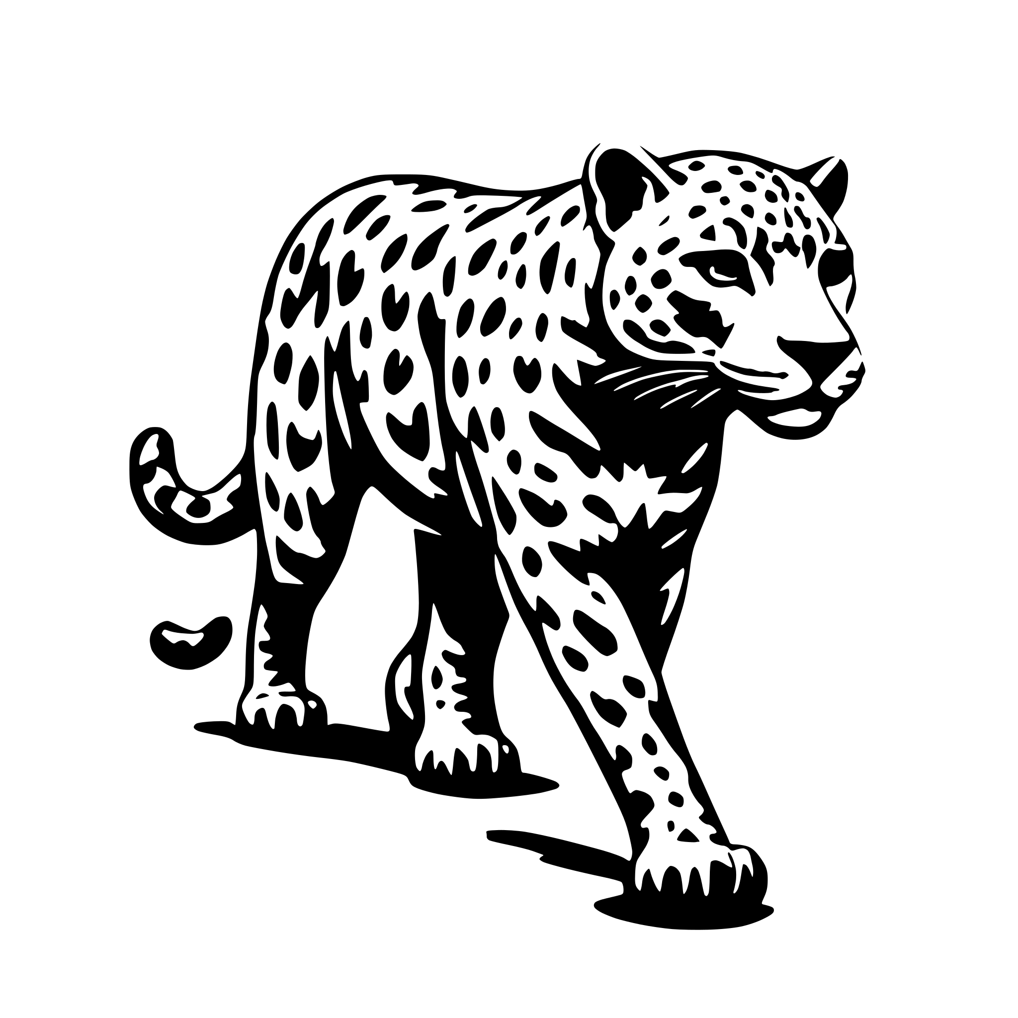 AI-generated SVG of a walking jaguar