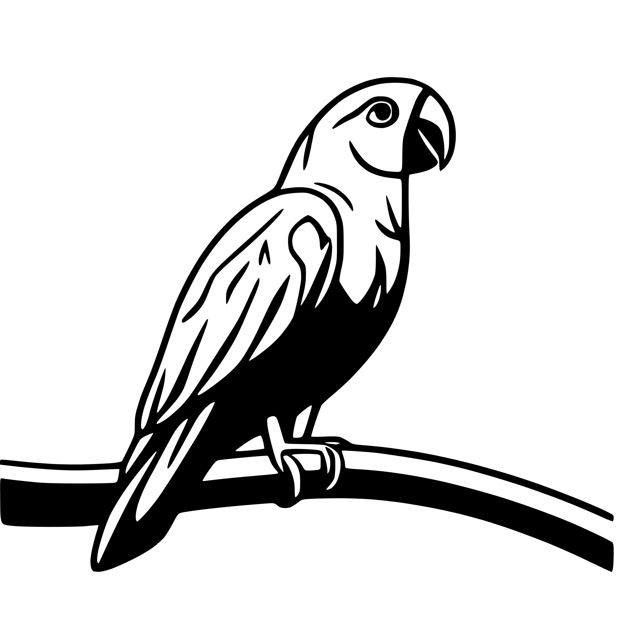 AI-generated SVG of a A parrot on a perch. outline