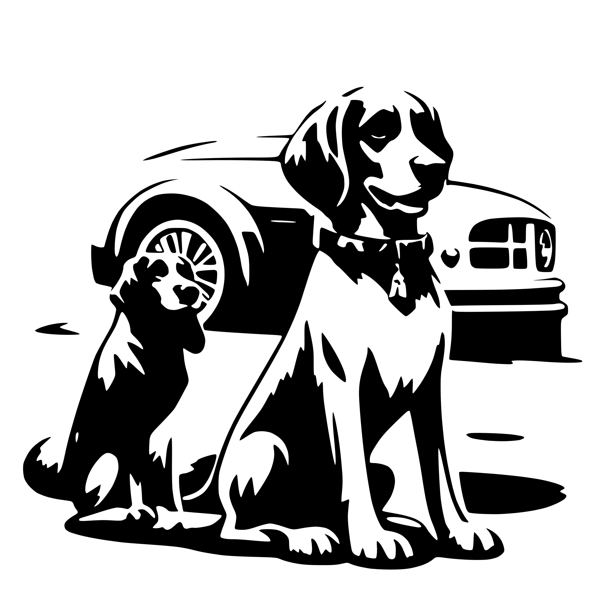 AI-generated SVG of 'car and big dog'