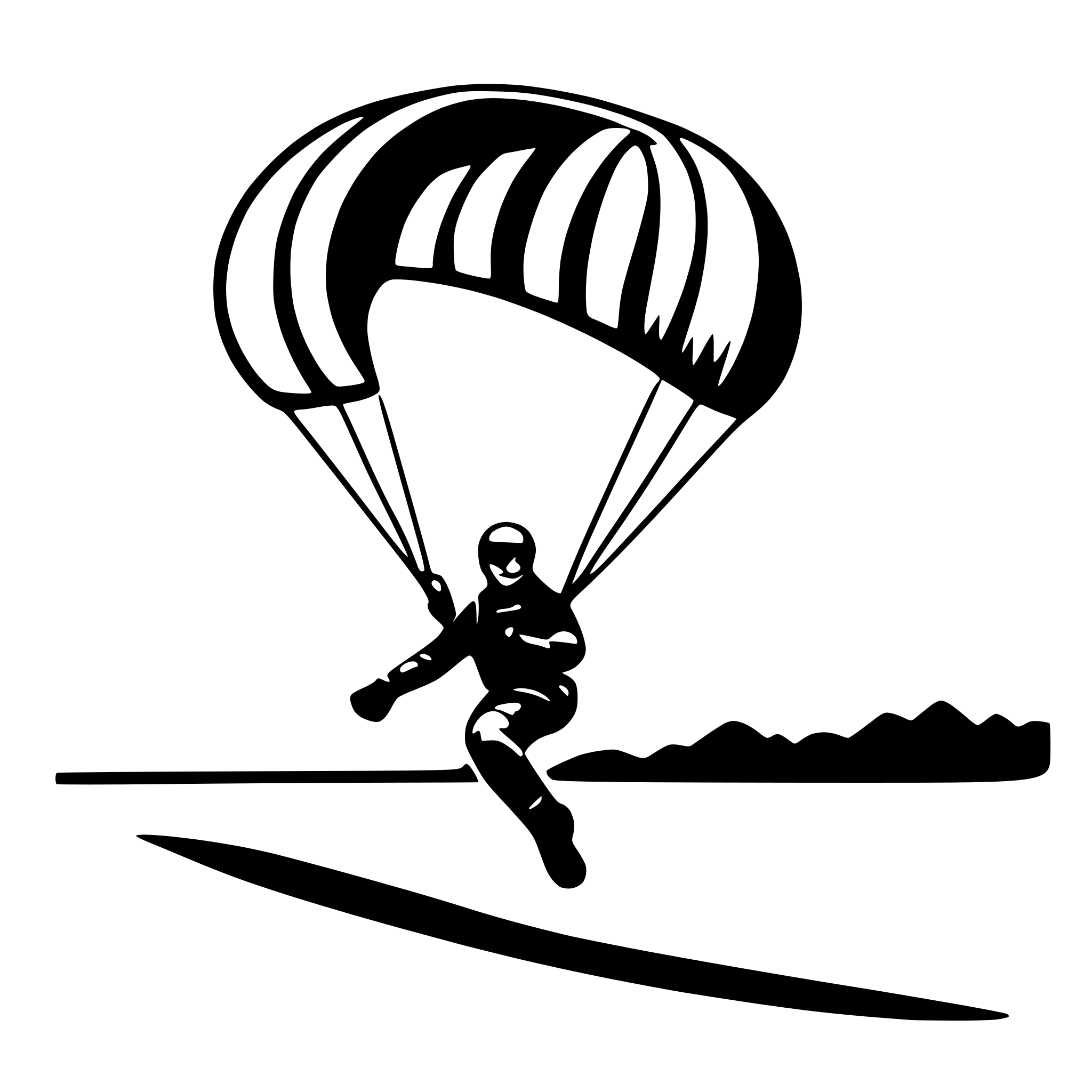 AI-generated SVG of a paragliding