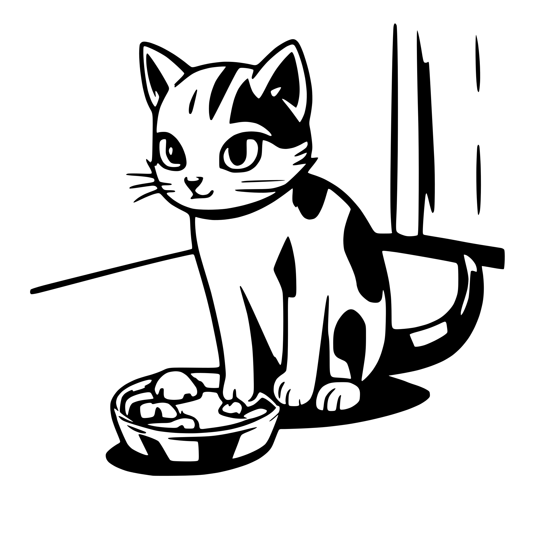 AI-generated SVG of a Süße Katze mit einem Futternapf auf dem boden