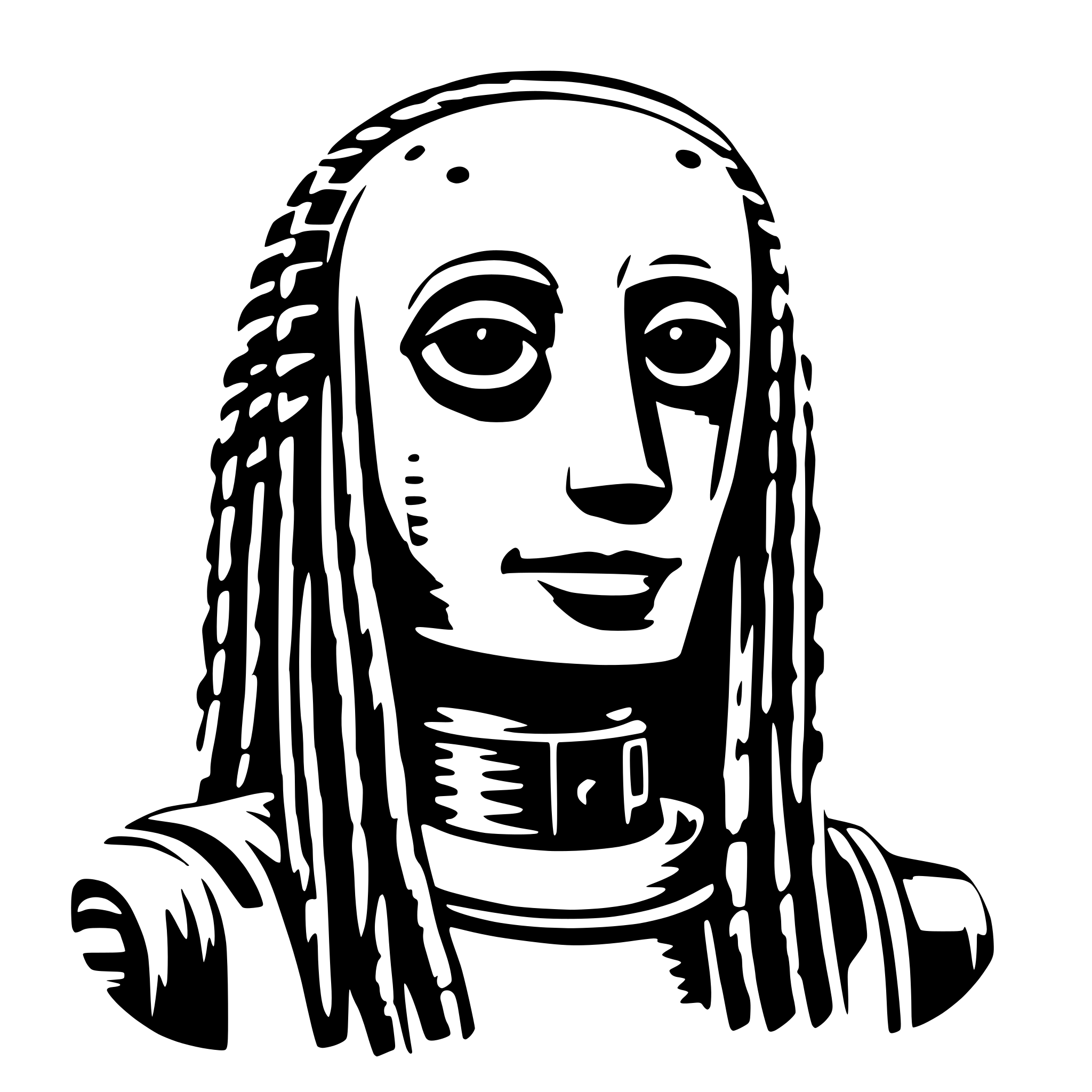 AI-generated SVG of 'robot with dreadlocks'