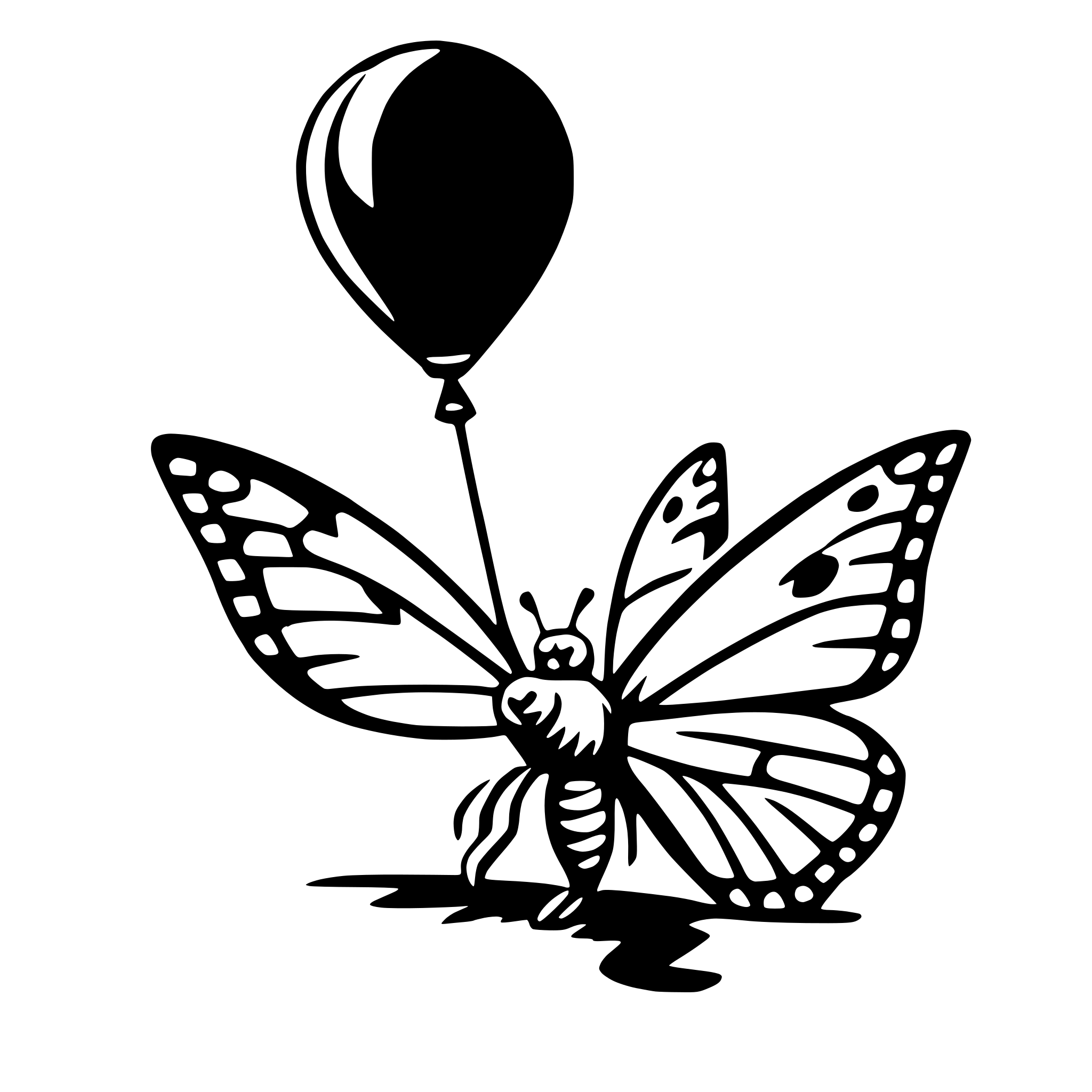 AI-generated SVG of 'butterfly with balloon'