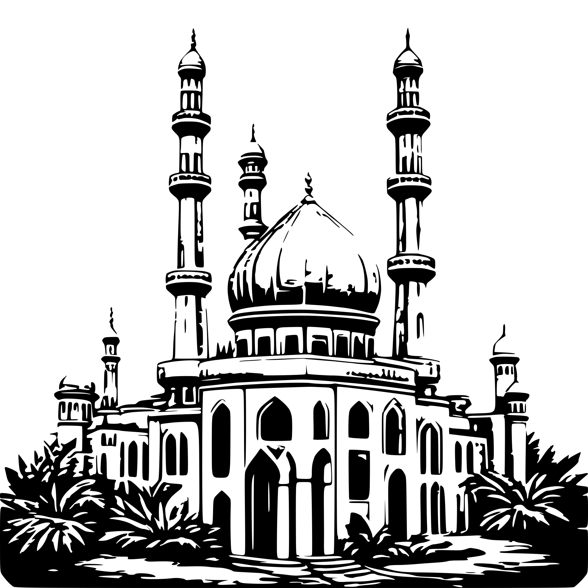 AI-generated SVG of 'mosque with 2 minarets'