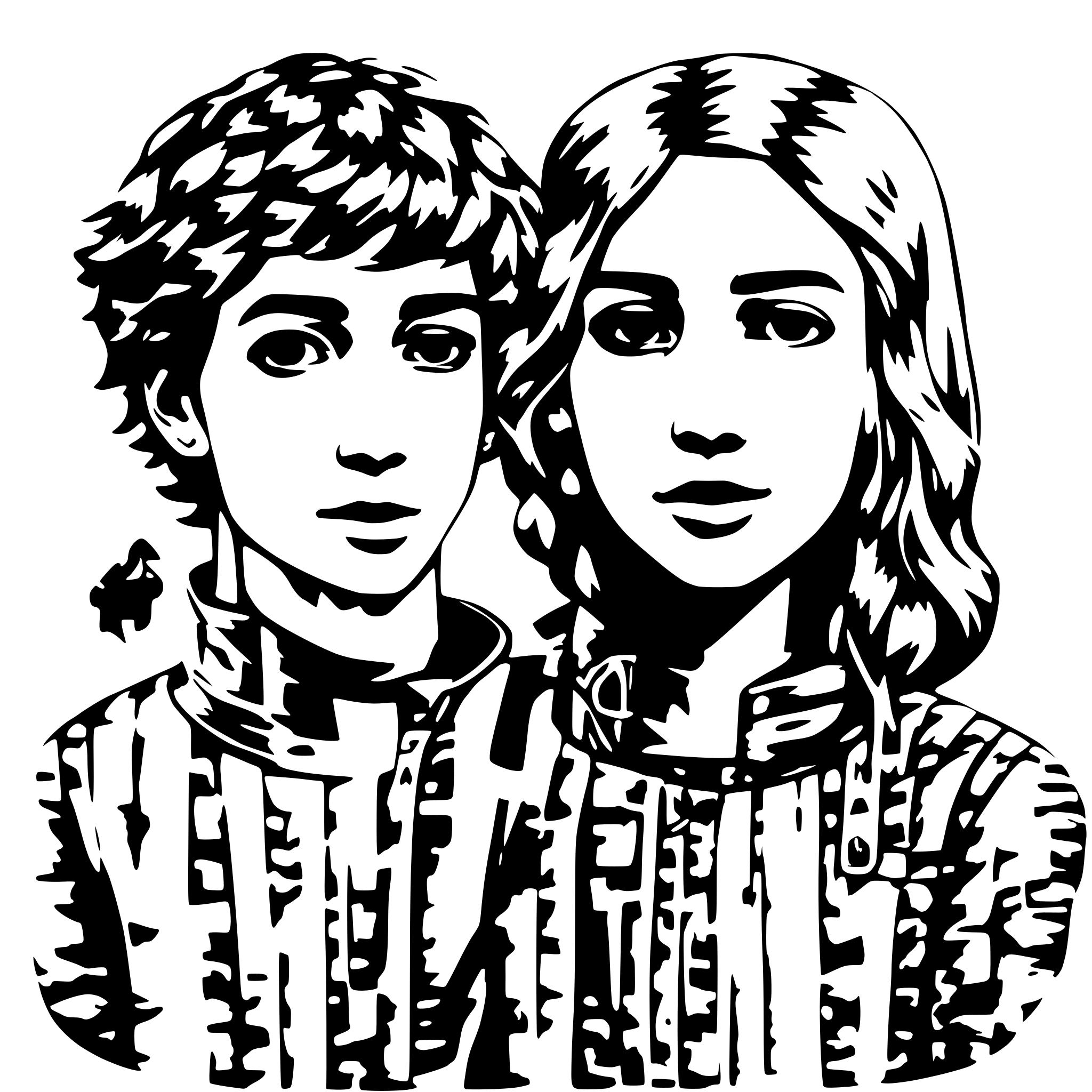 AI-generated SVG of 'two 15-year-old teenagers talking'