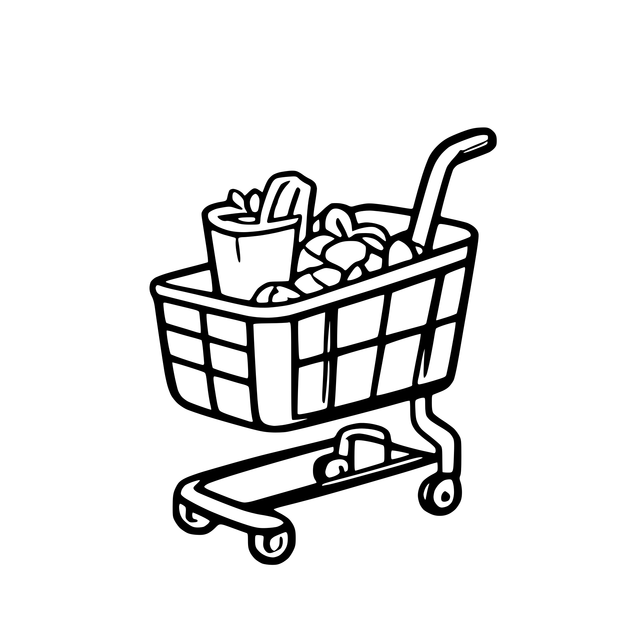 AI-generated SVG of a shopping cart in 2.5D style full of health grossery