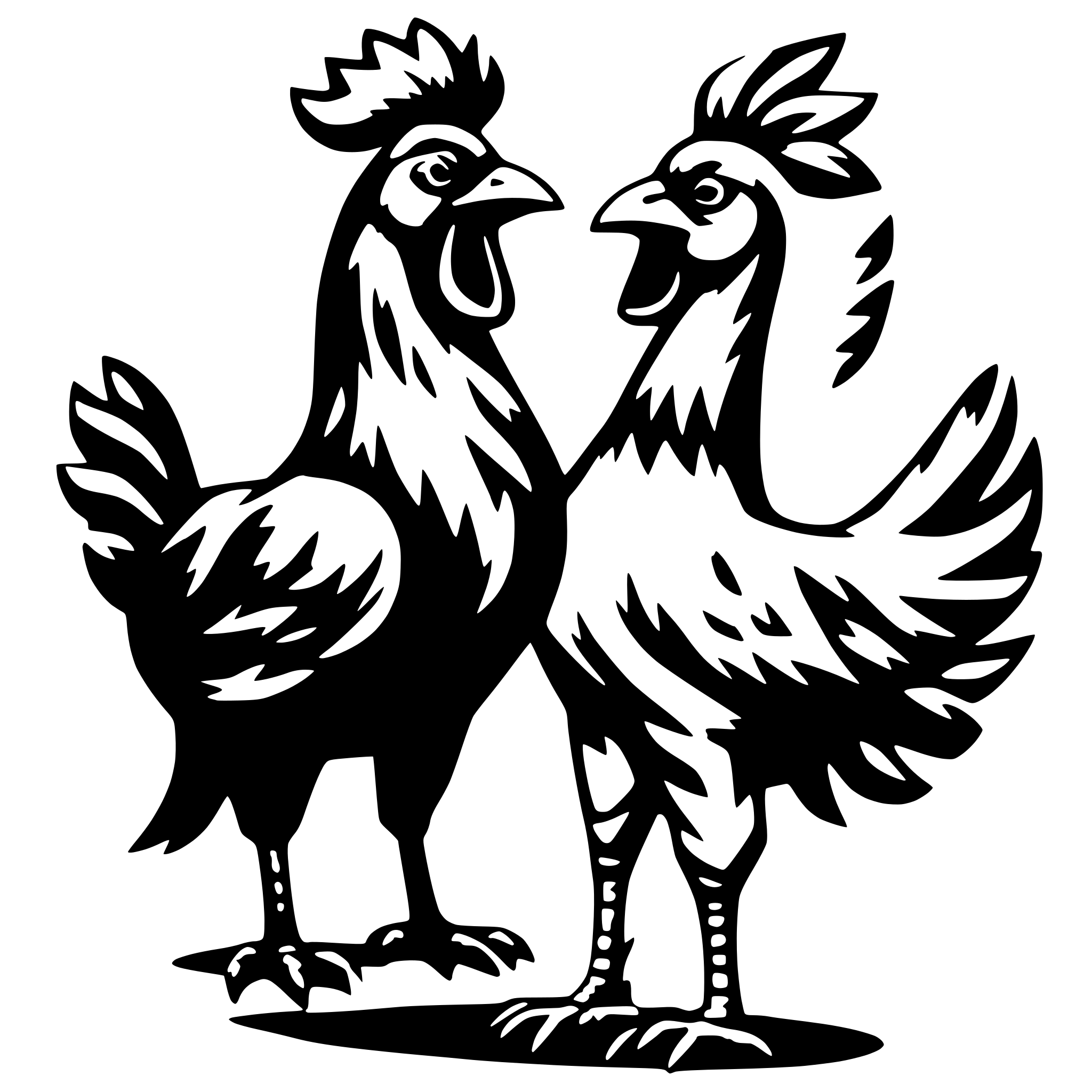 AI-generated SVG of 'rooster and her arguing'