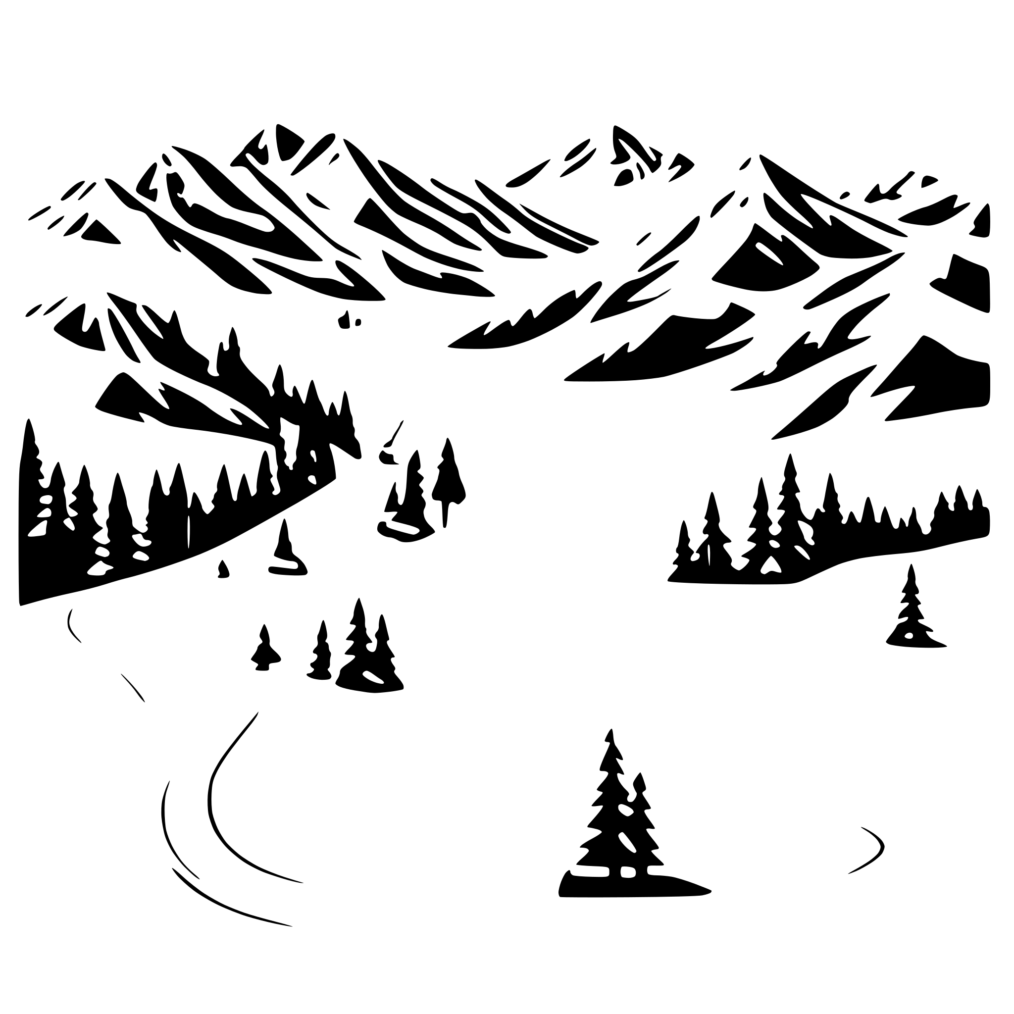 AI-generated SVG of a Map of ski resort with multiple trails.