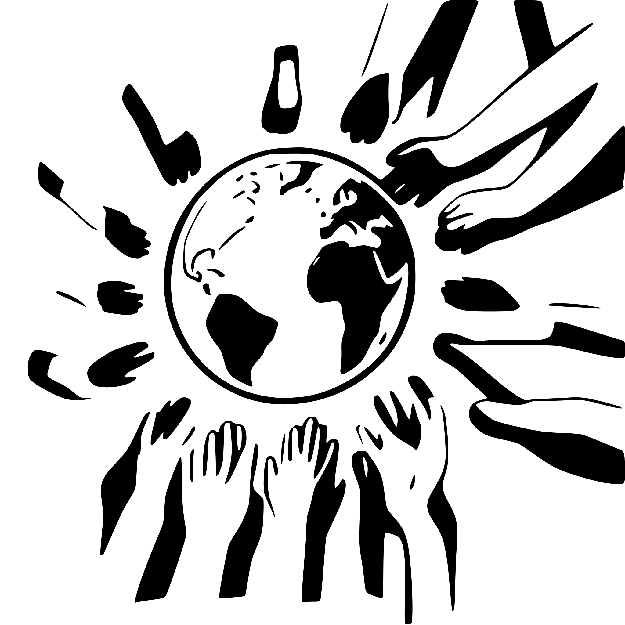 AI-generated SVG of a 10 children holding hands and the world