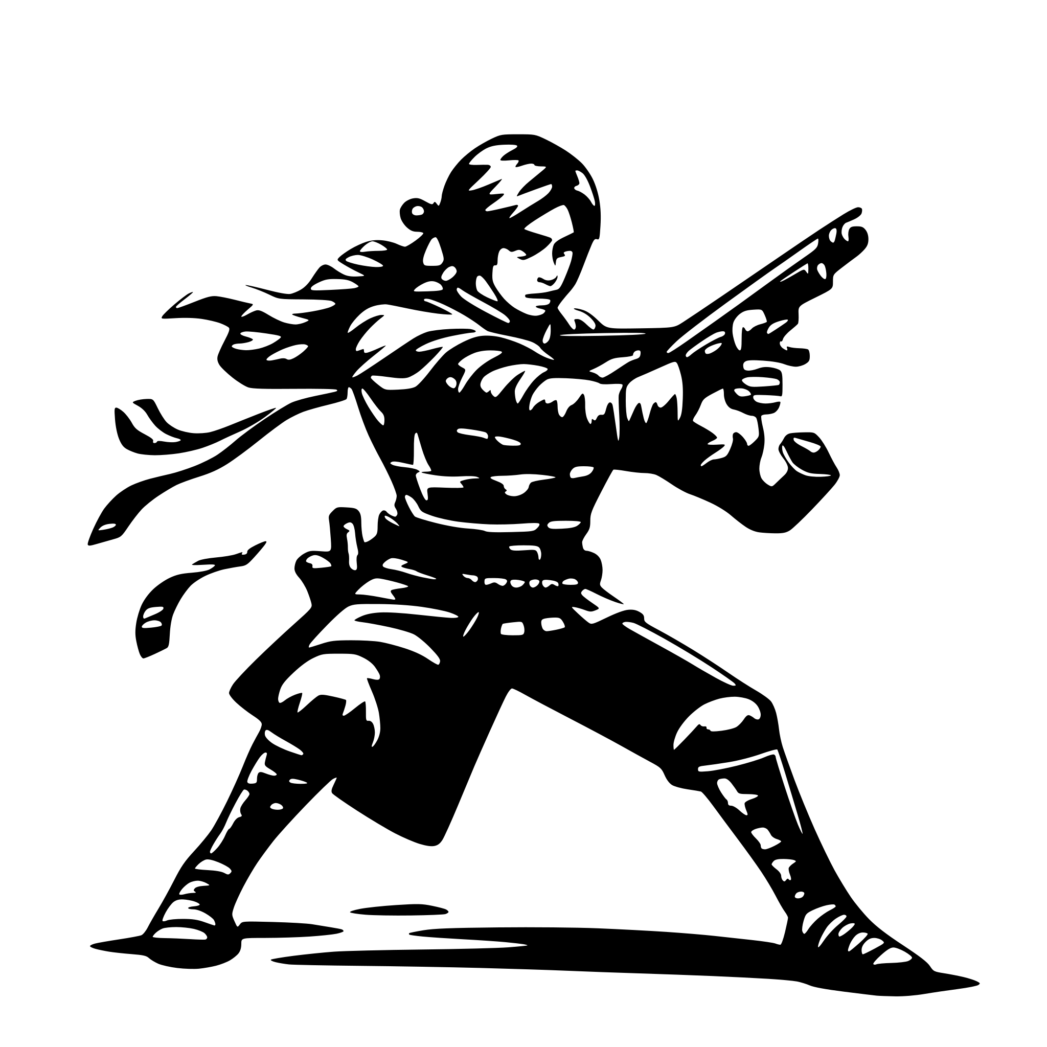 AI-generated SVG of 'samurai aiming an ar rifle'