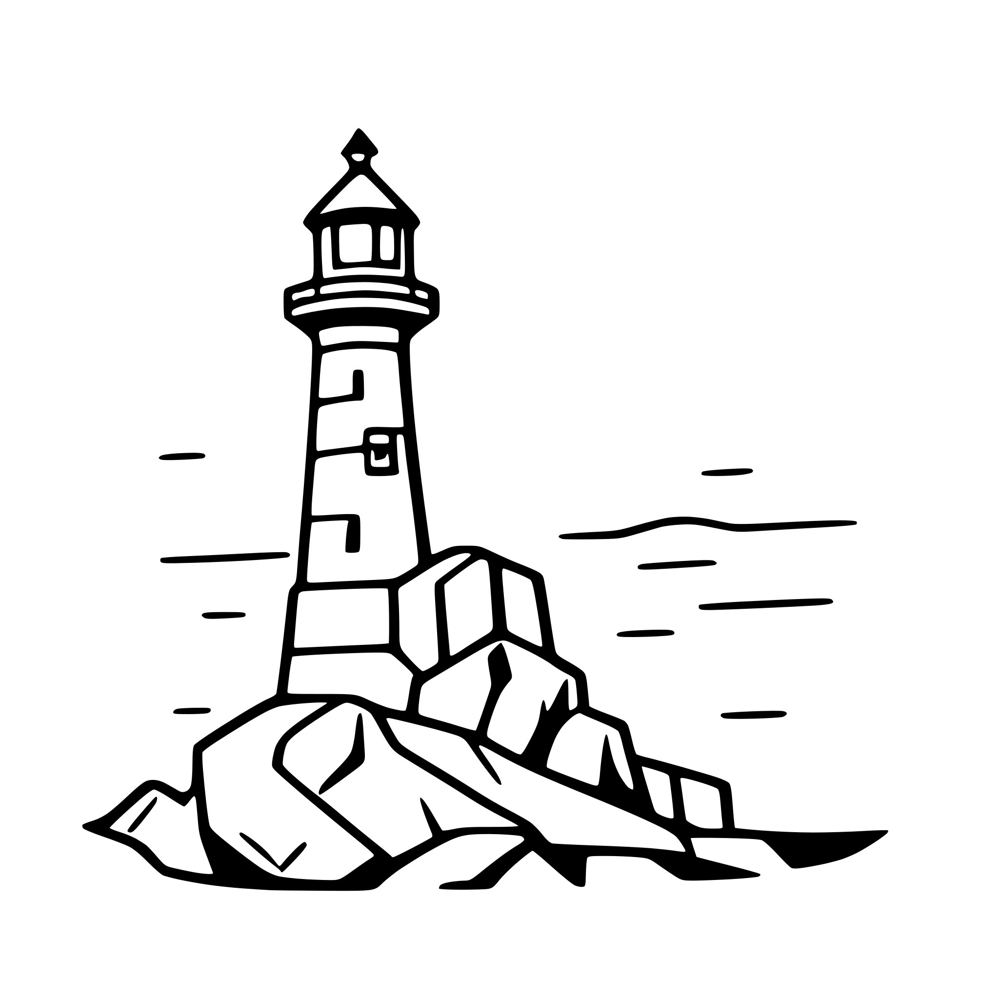 AI-generated SVG of a lighthouse sitting on a rocky shoreline