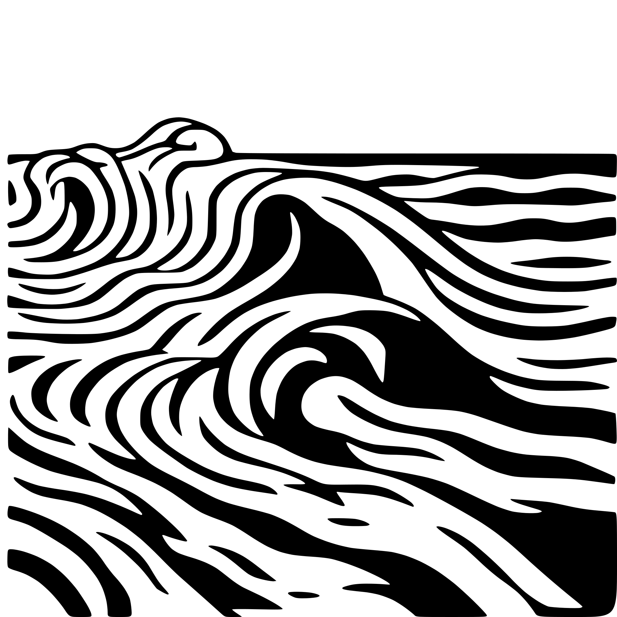 AI-generated SVG of a 2 layer waves, each wave with continous flows from left to right. Each wave is very symbolic. The wave begind is on on top and never crosses the front wave