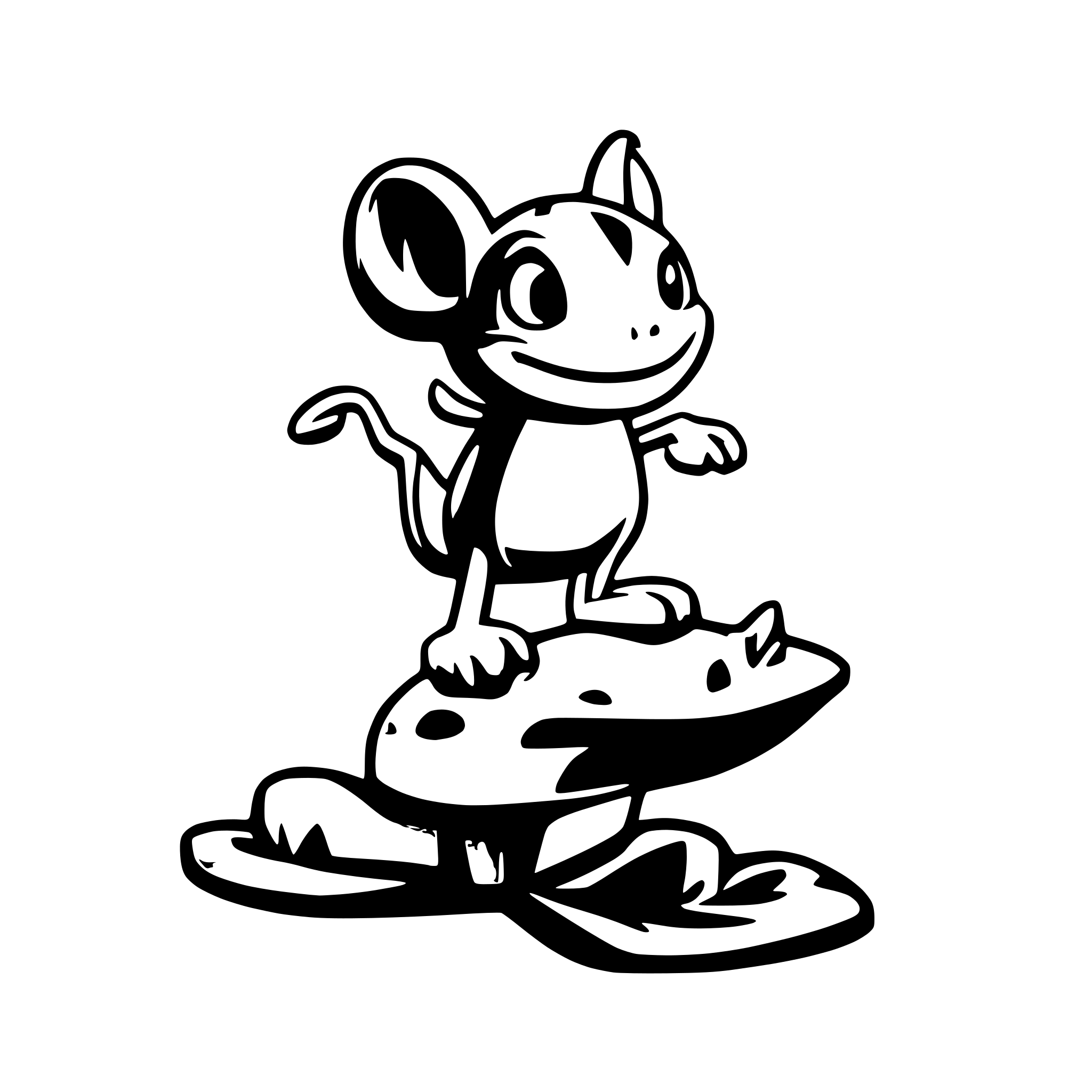 AI-generated SVG of 'a mouse jumping on frog'