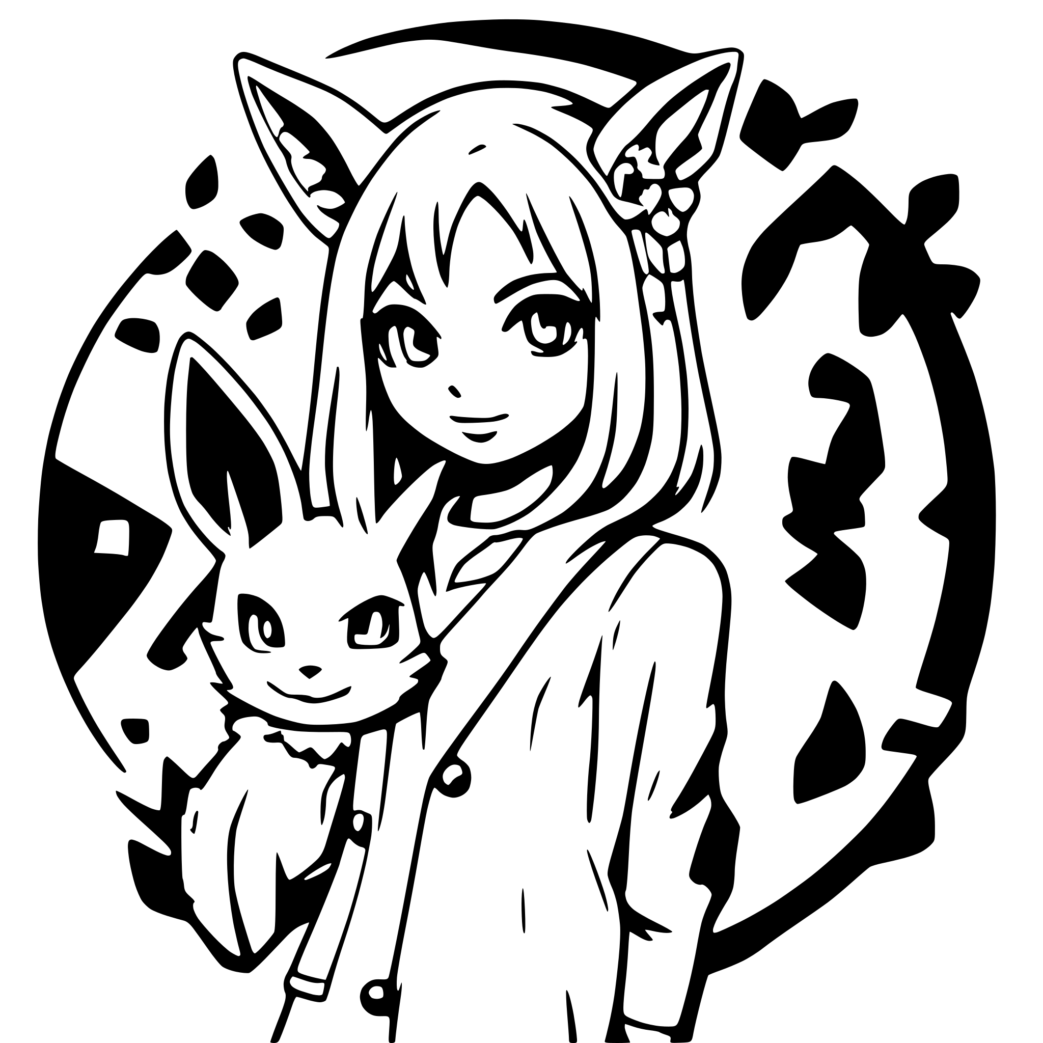 AI-generated SVG of 'Anthromorphic humanoid eevee, full body image, third person image, colored,'