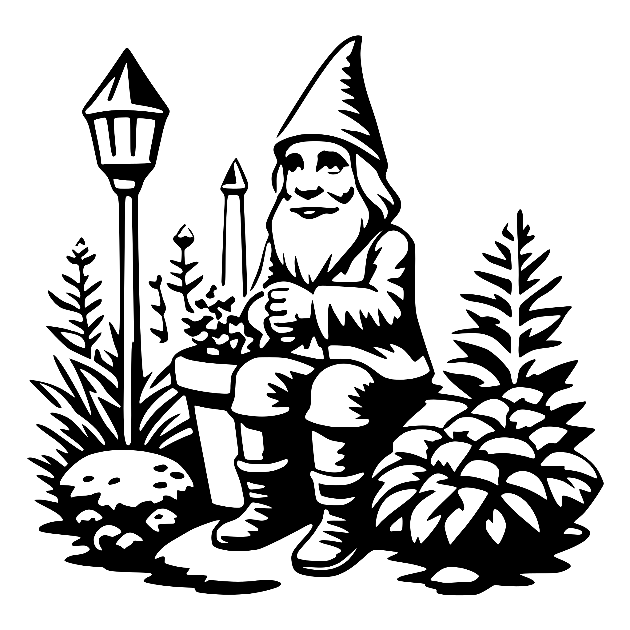 AI-generated SVG of 'garden with gnome'