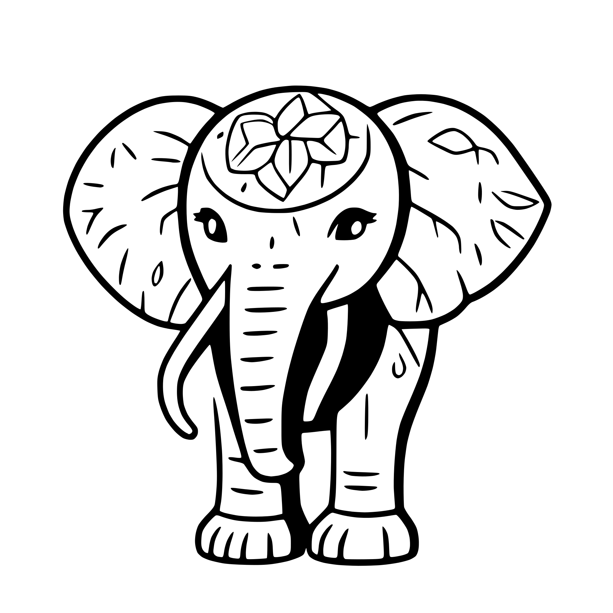 AI-generated SVG of a elephant with mandala patterns