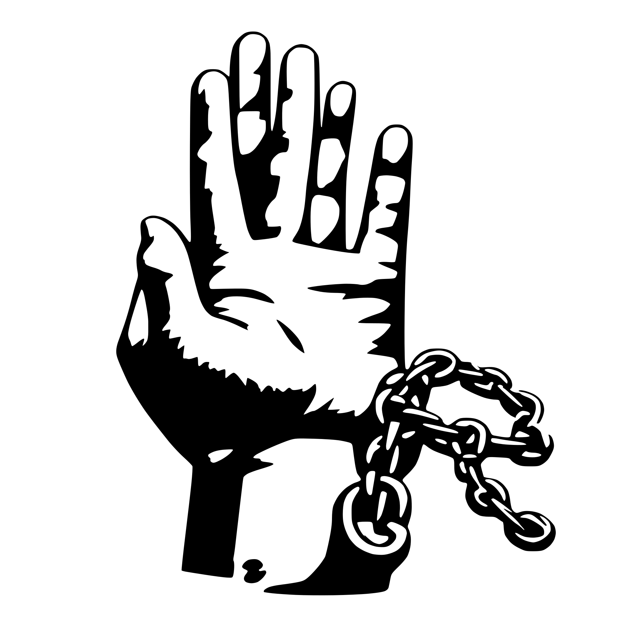 AI-generated SVG of 'breaking chains on hands'