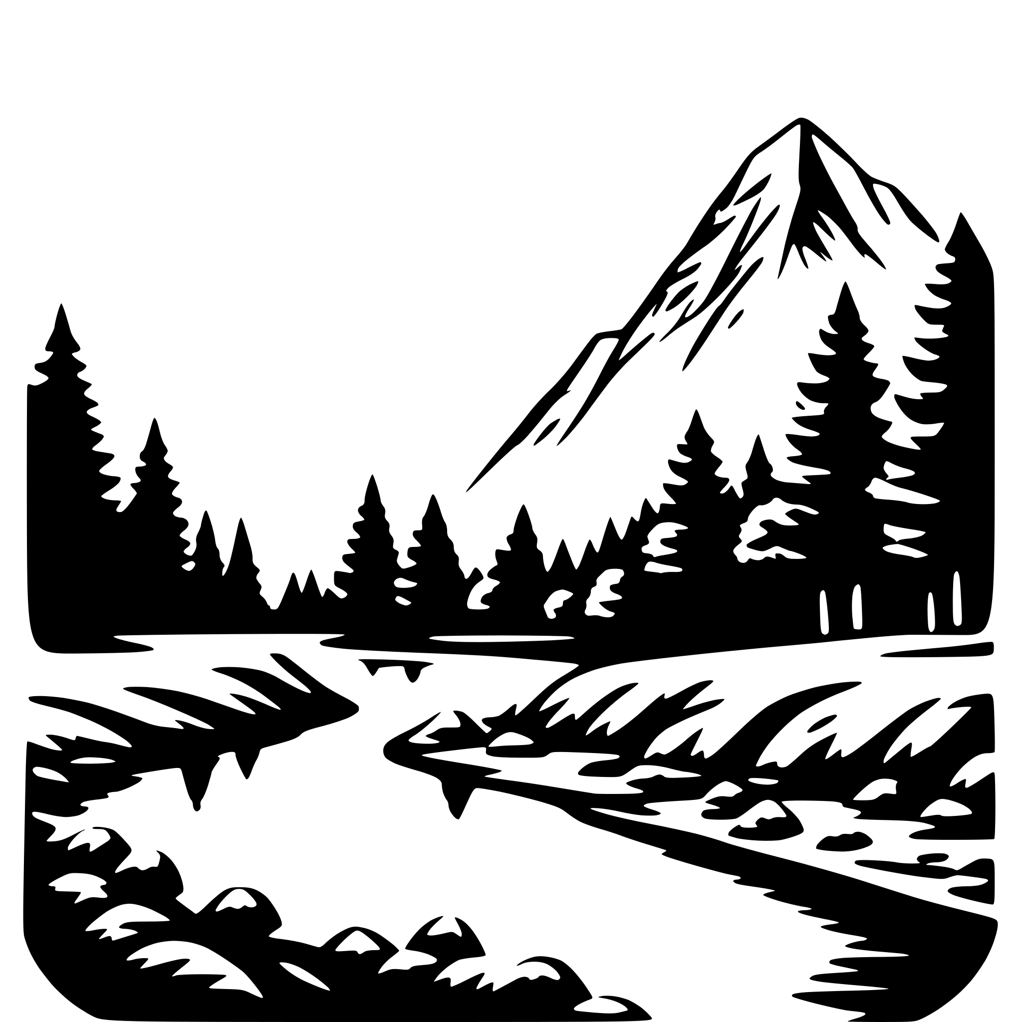 AI-generated SVG of a mountain and river