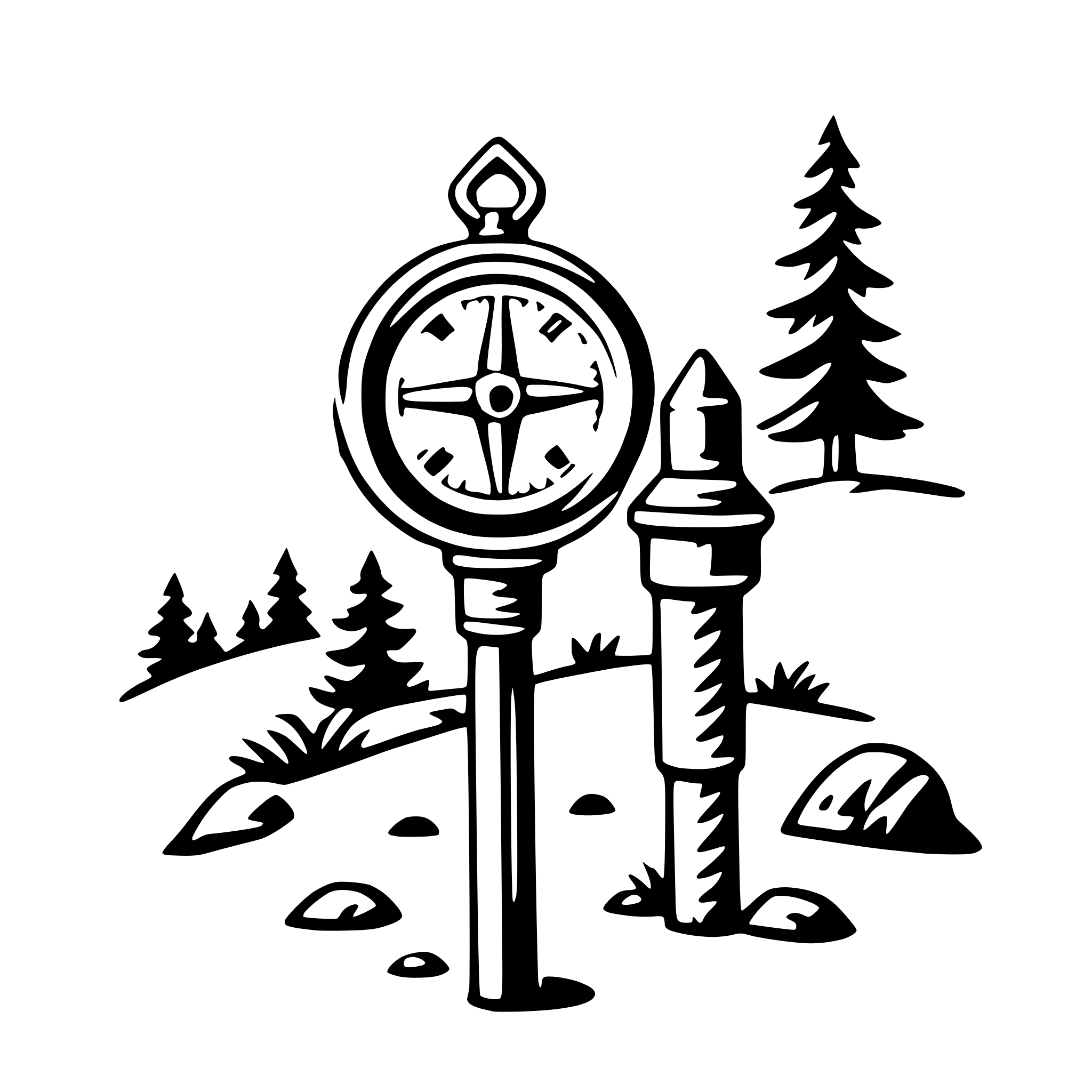 AI-generated SVG of a hiking with compass