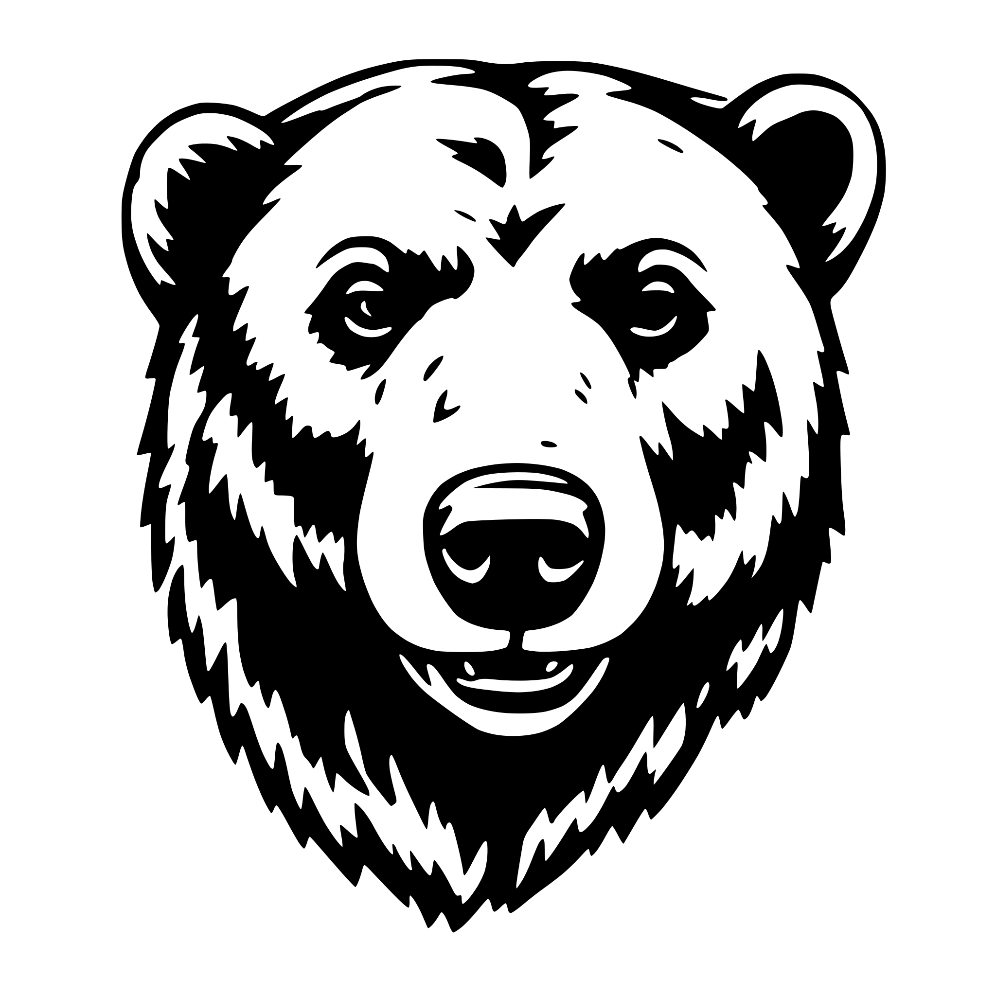 AI-generated SVG of a Grizzly bear head with closed mouth