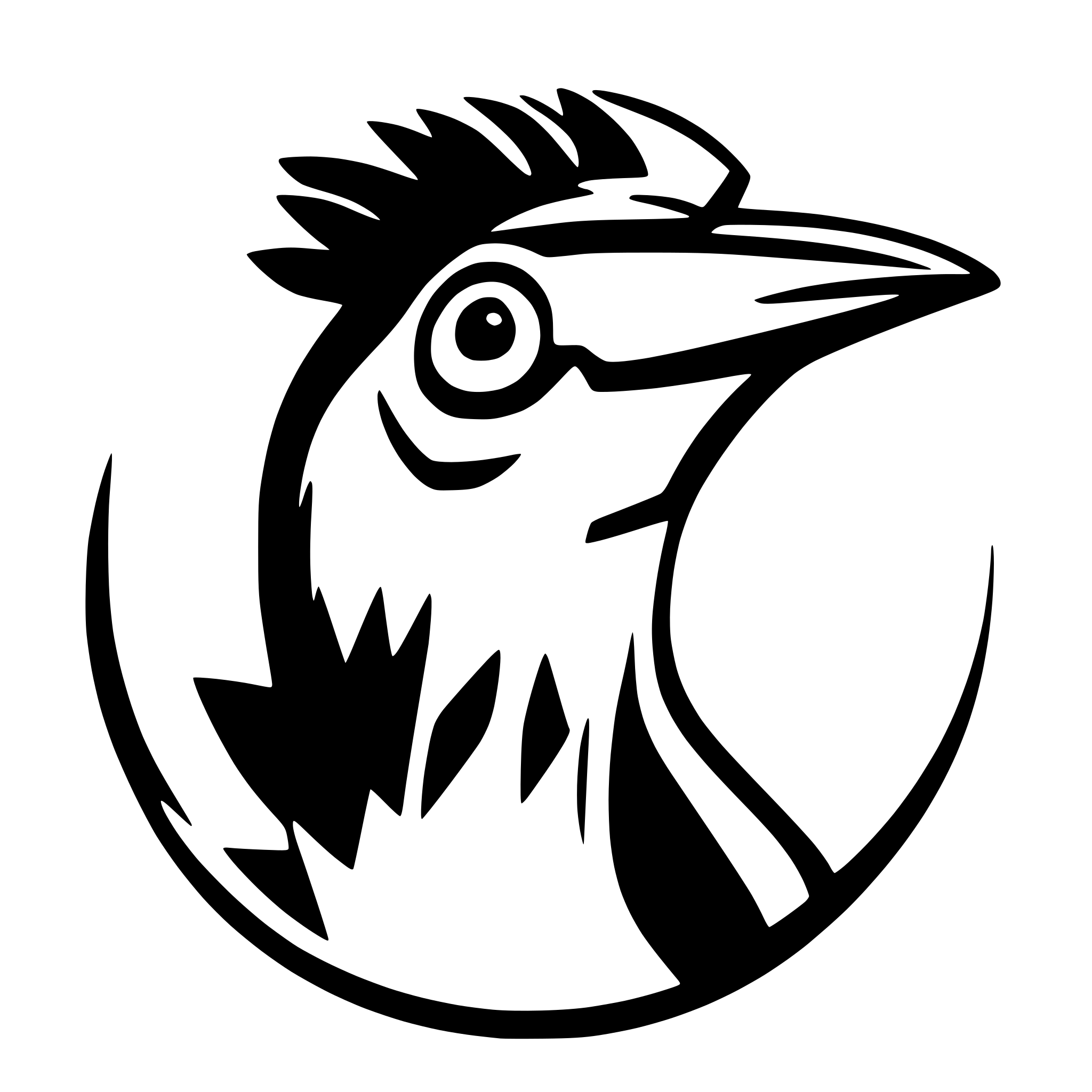 AI-generated SVG of a woodpecker head, logo, simple outline