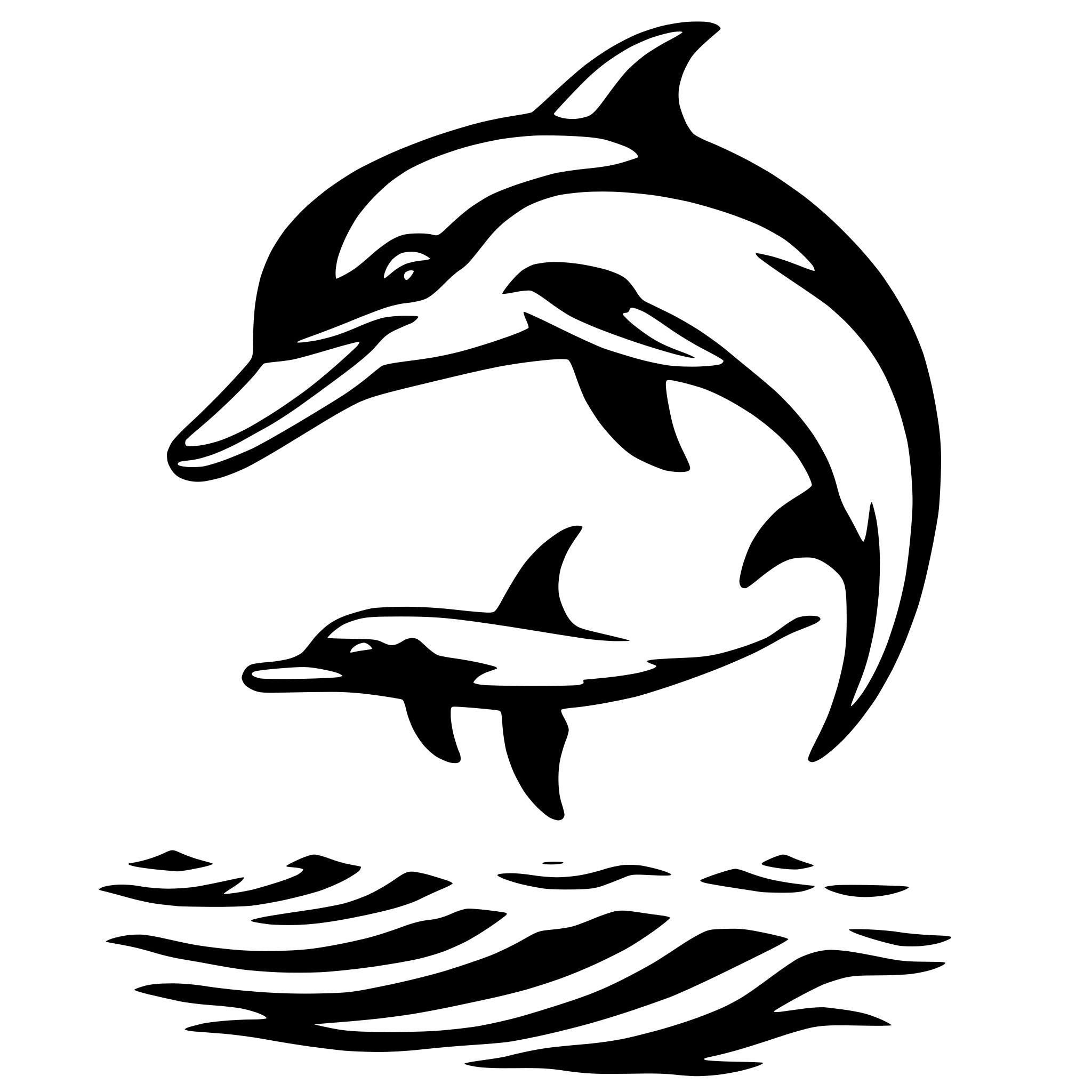 AI-generated SVG of a dolphin, swimming