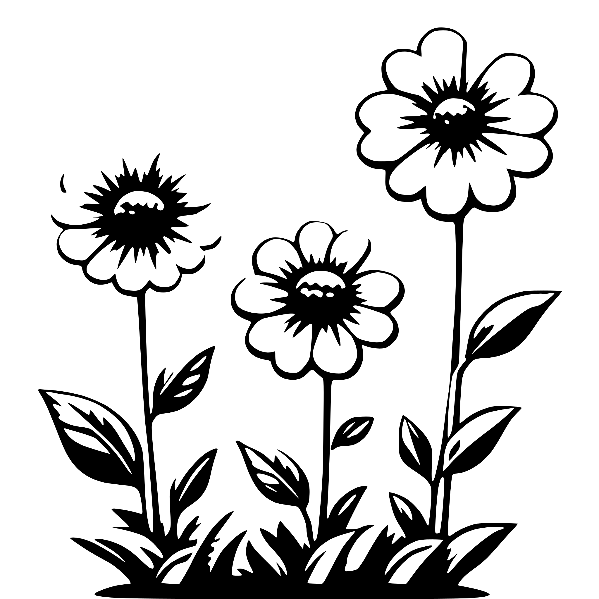 AI-generated SVG of 'flower in a row'