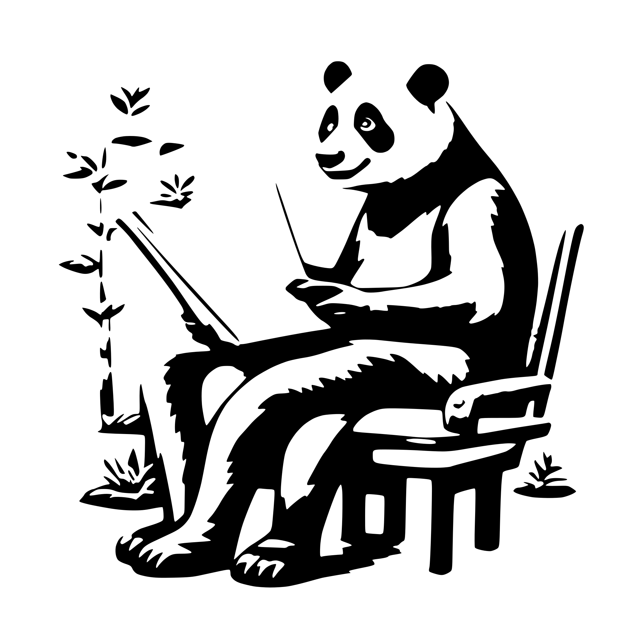 AI-generated SVG of a a panda, sit on a chair, reading a very big book