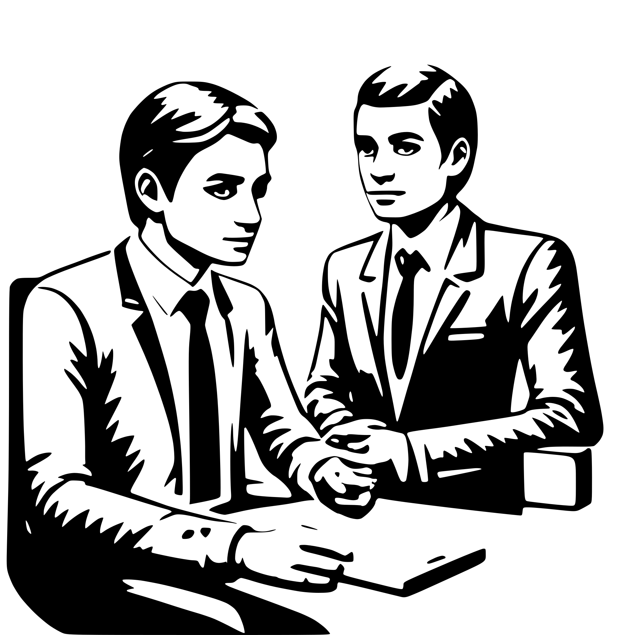 AI-generated SVG of a business man consulting other