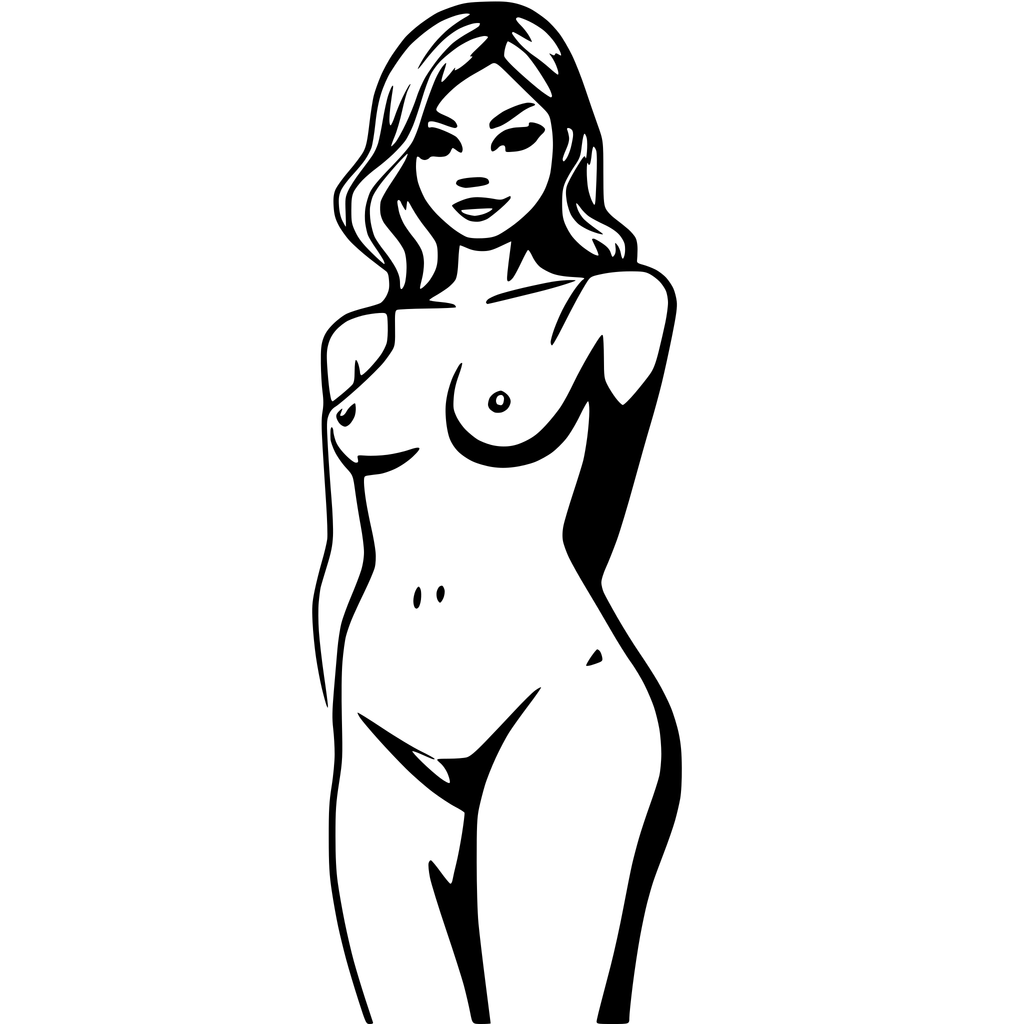 AI-generated SVG of a black and white female nude body