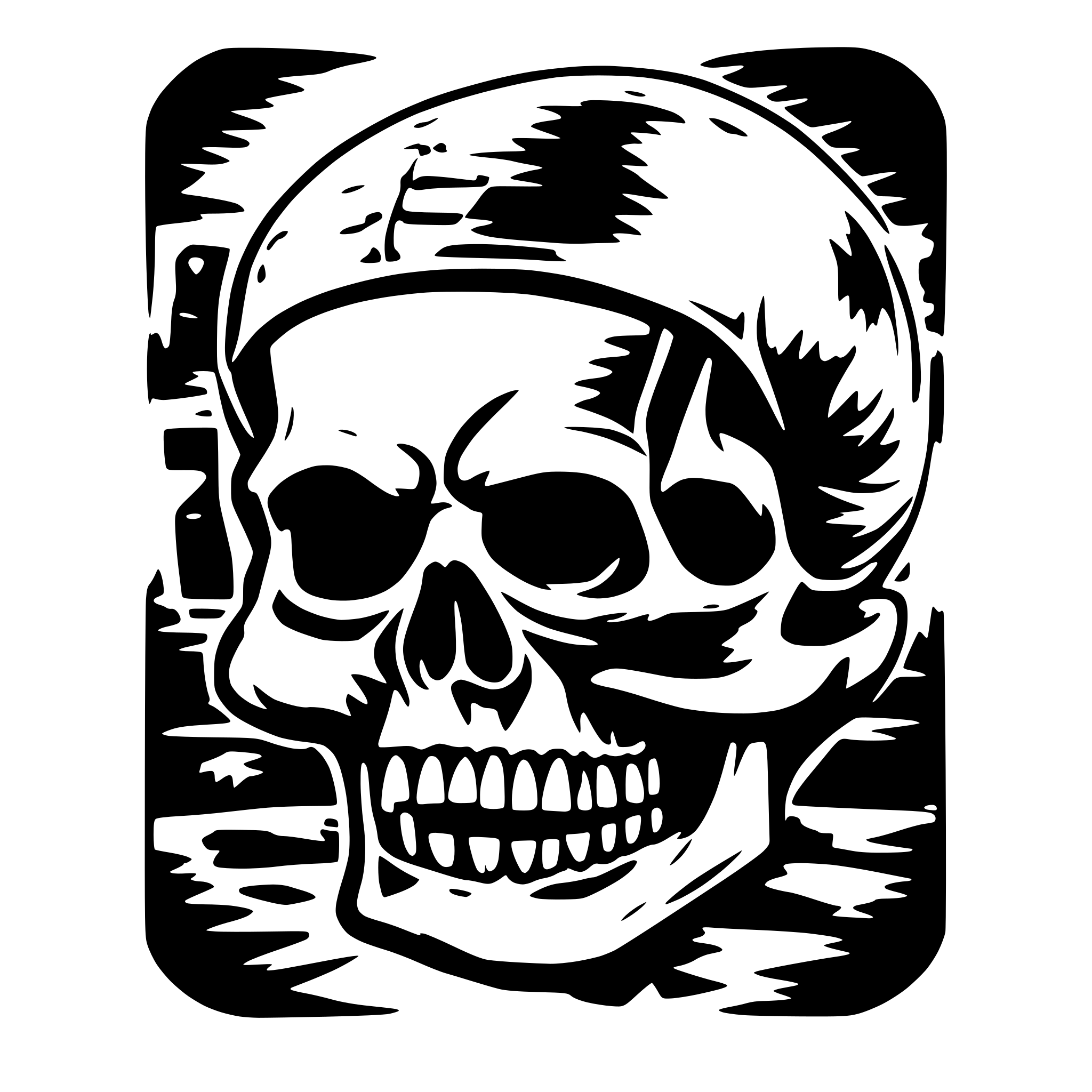 AI-generated SVG of a angry skull