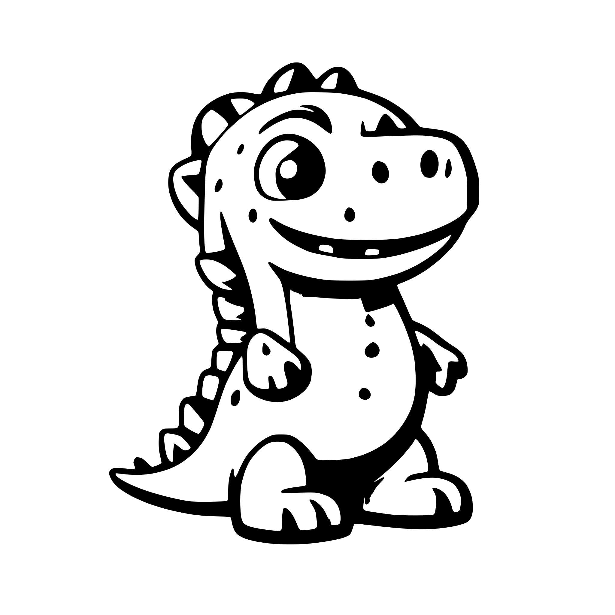 AI-generated SVG of a cute colorful dinosaur