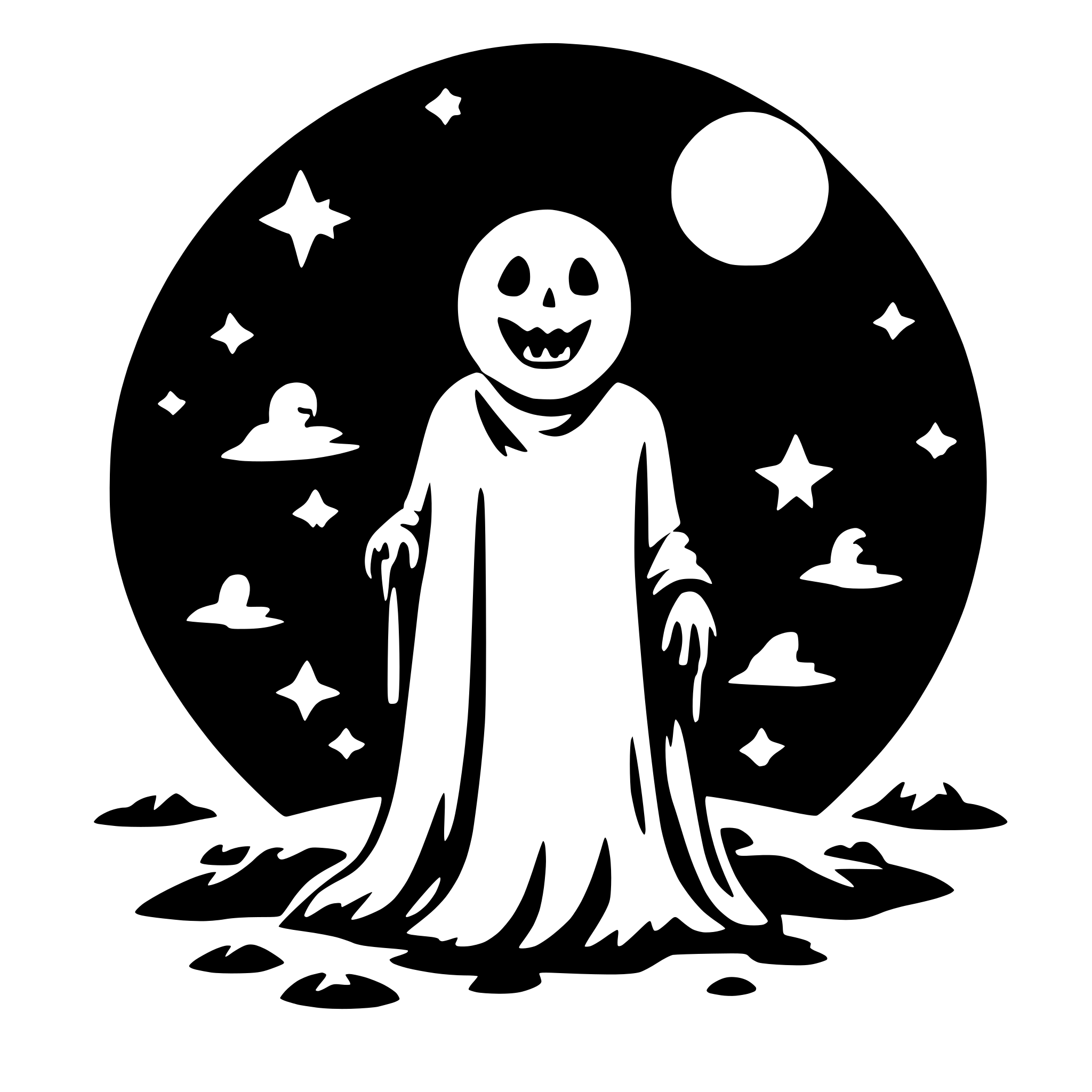 AI-generated SVG of 'Ghost on moon'