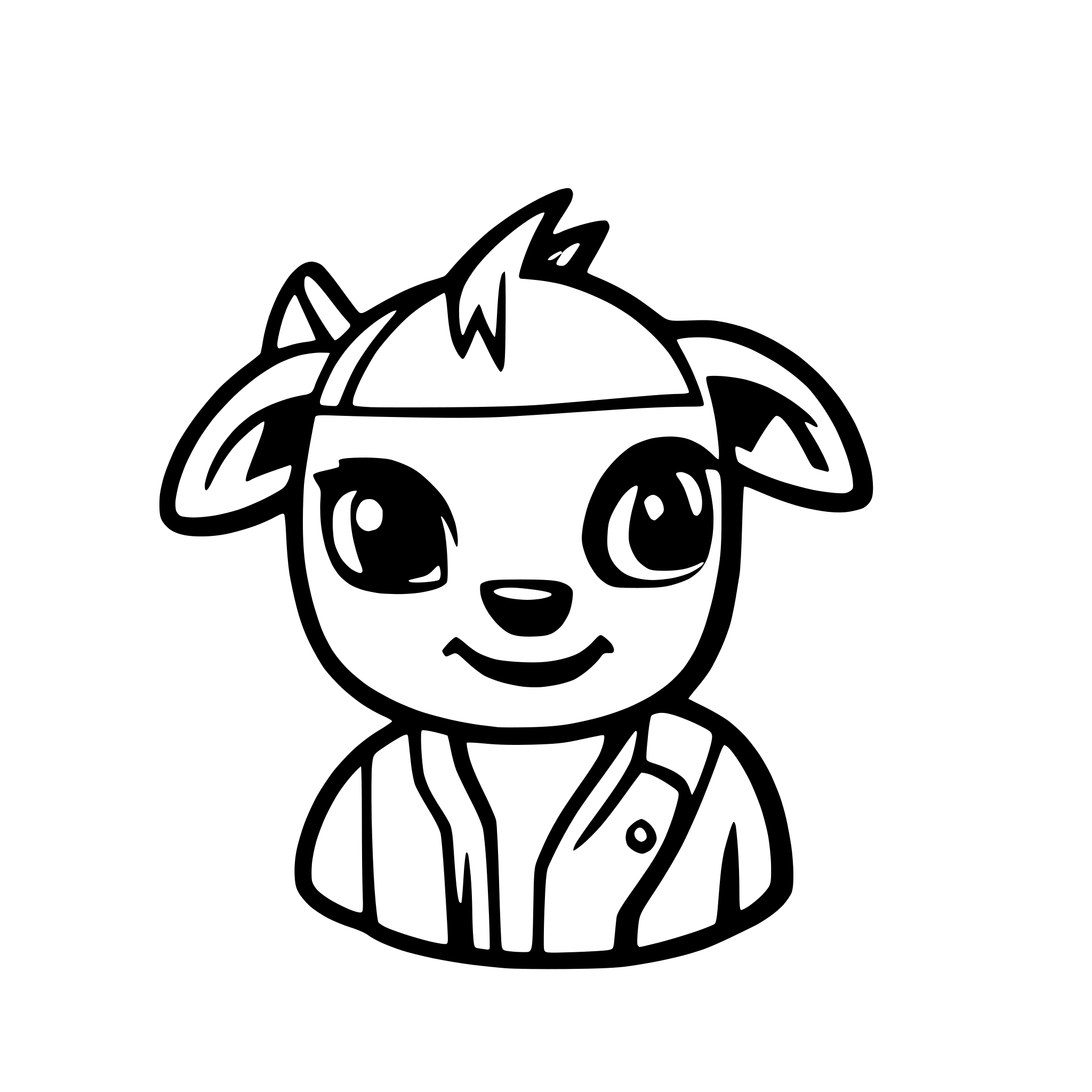 AI-generated SVG of a cartoon colored goat pilot app icon