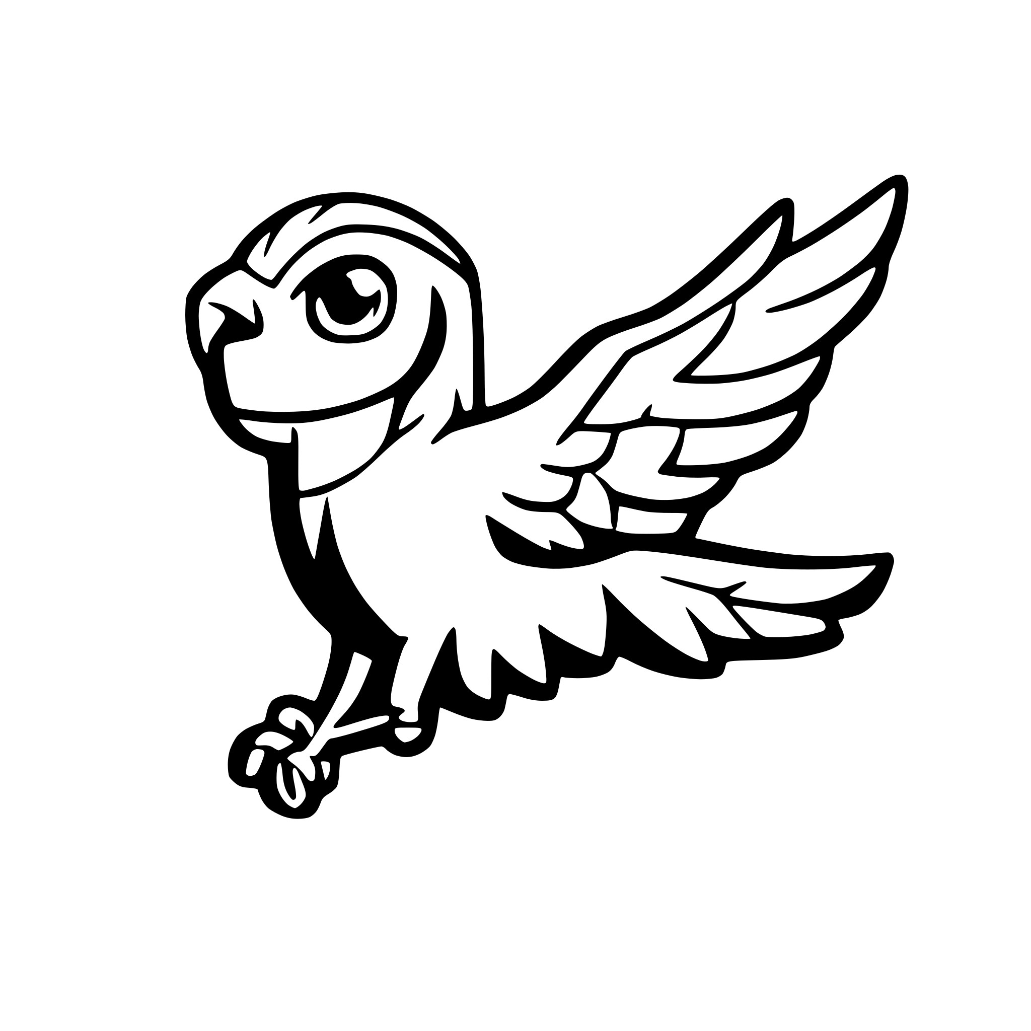 AI-generated SVG of a side profile of a cartoon falcon flying
