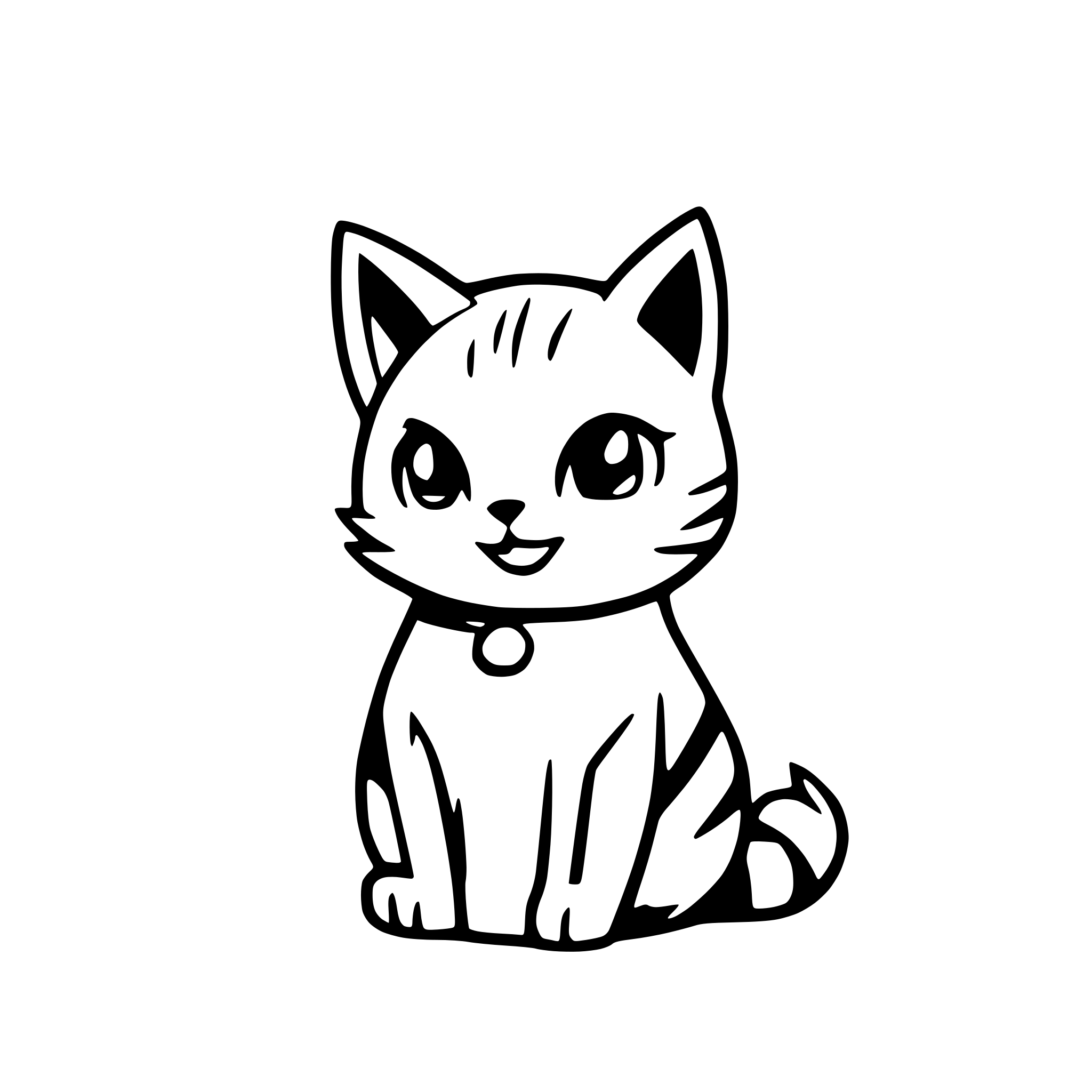 AI-generated SVG of 'cute cat line art'