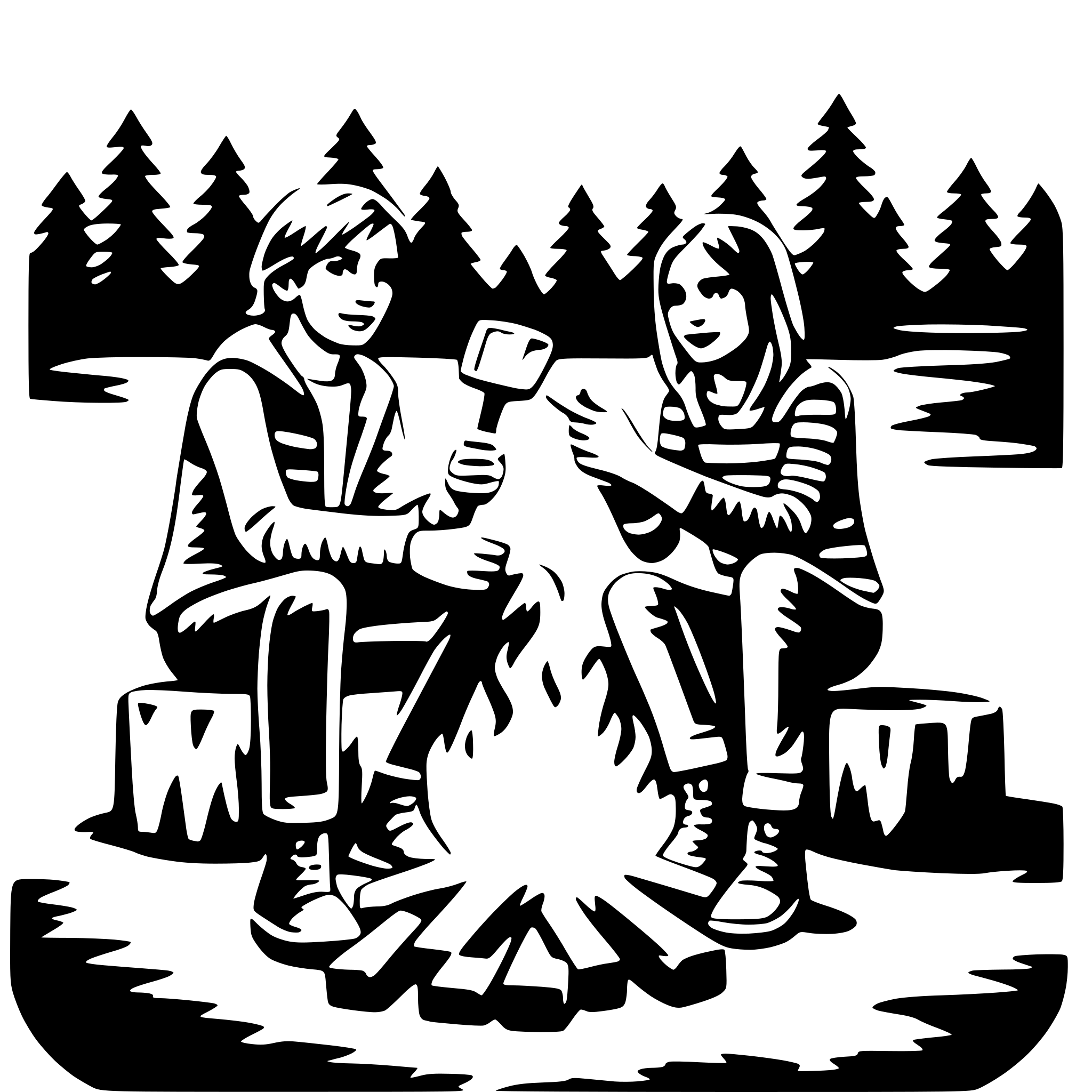 AI-generated SVG of a campfire songs