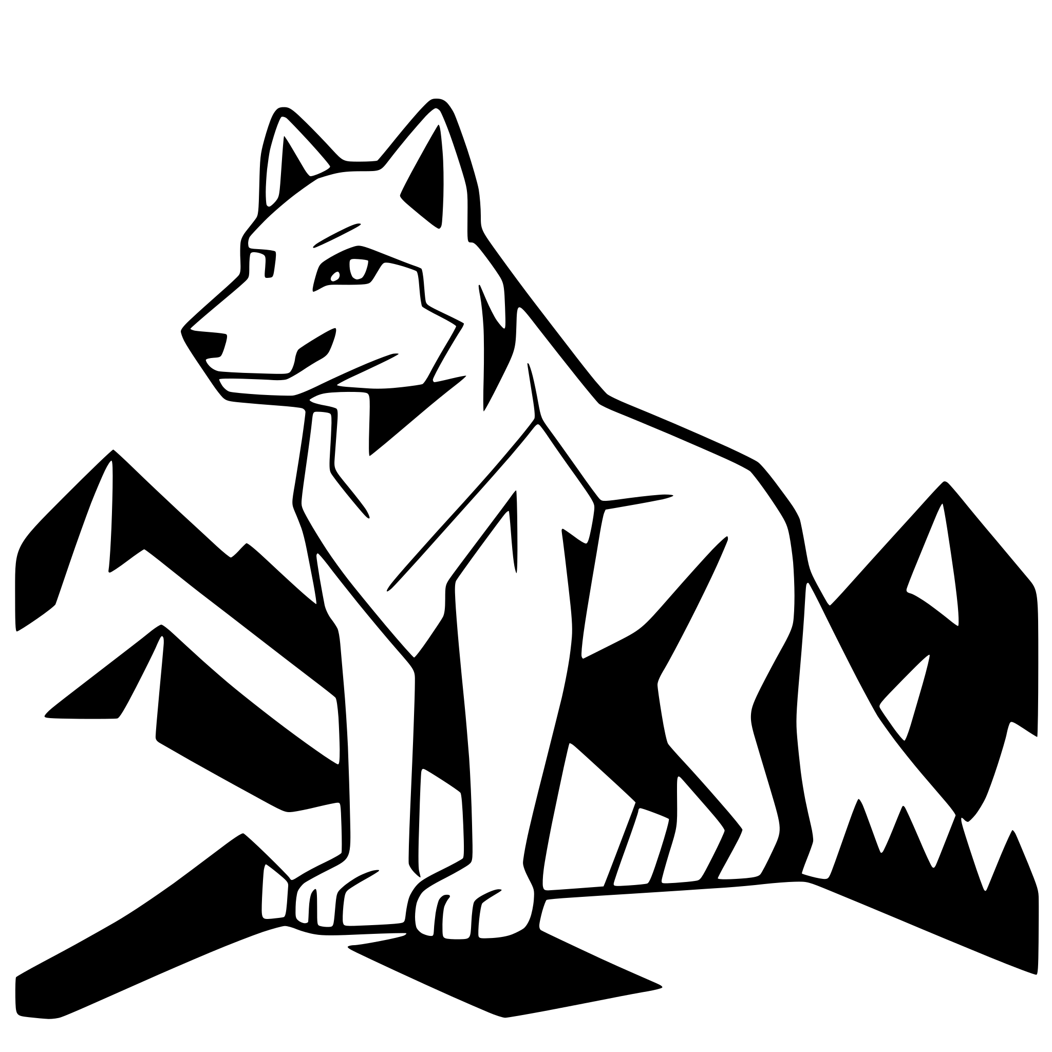 AI-generated SVG of 'geometric wolf with mountains'