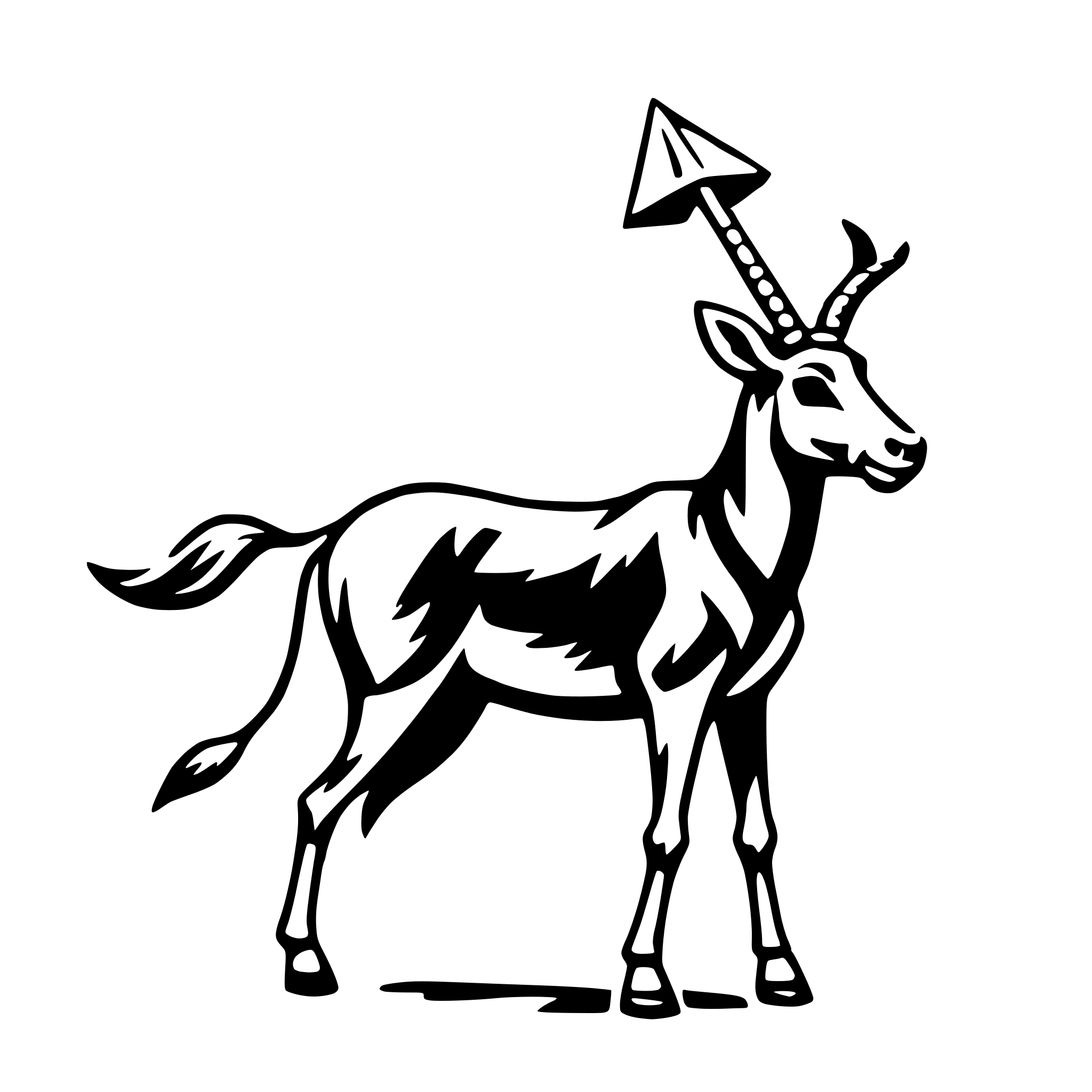 AI-generated SVG of 'antelope with kite'