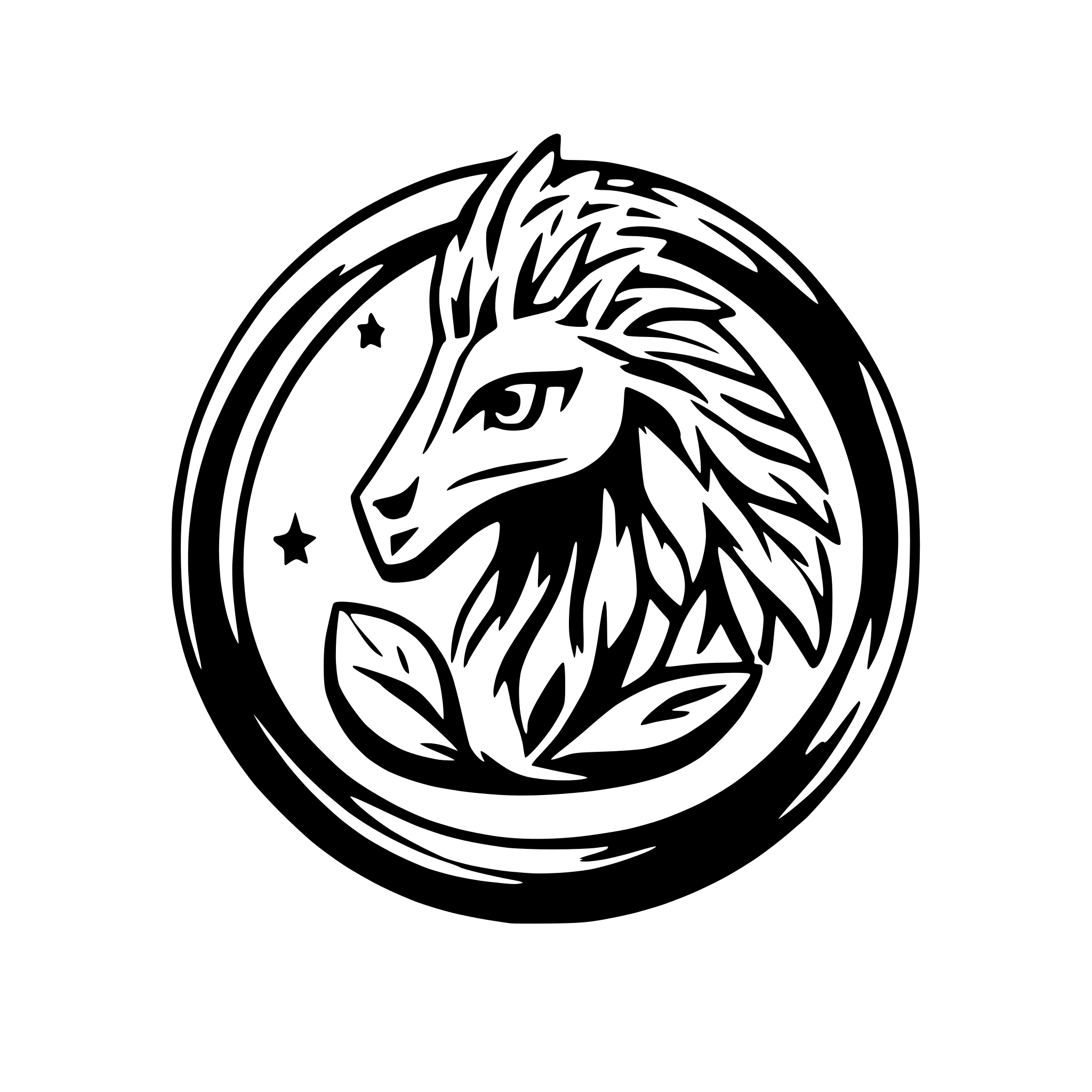 AI-generated SVG of a A owl, swan and lion