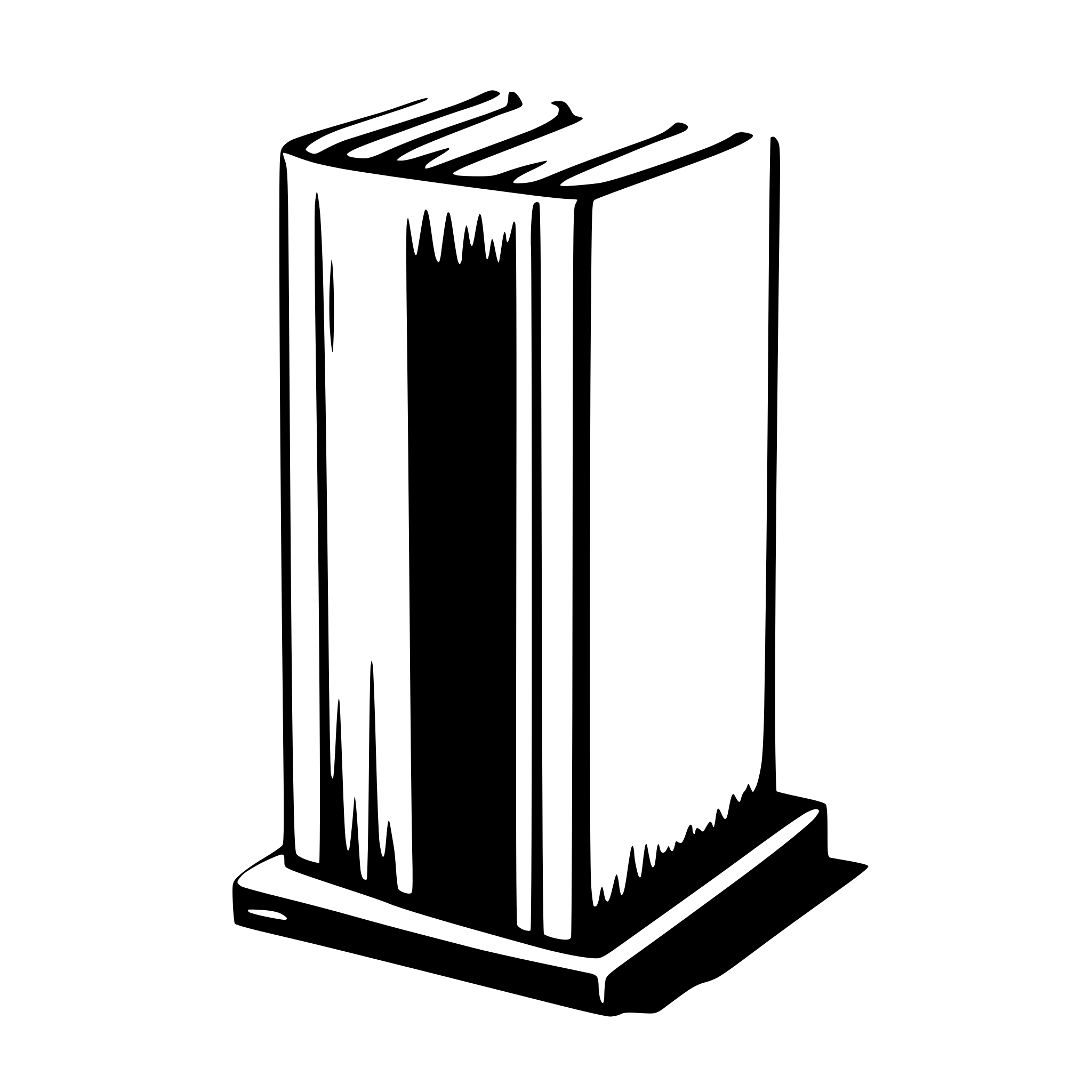 AI-generated SVG of a a thick book, standing upright,viewed from the side